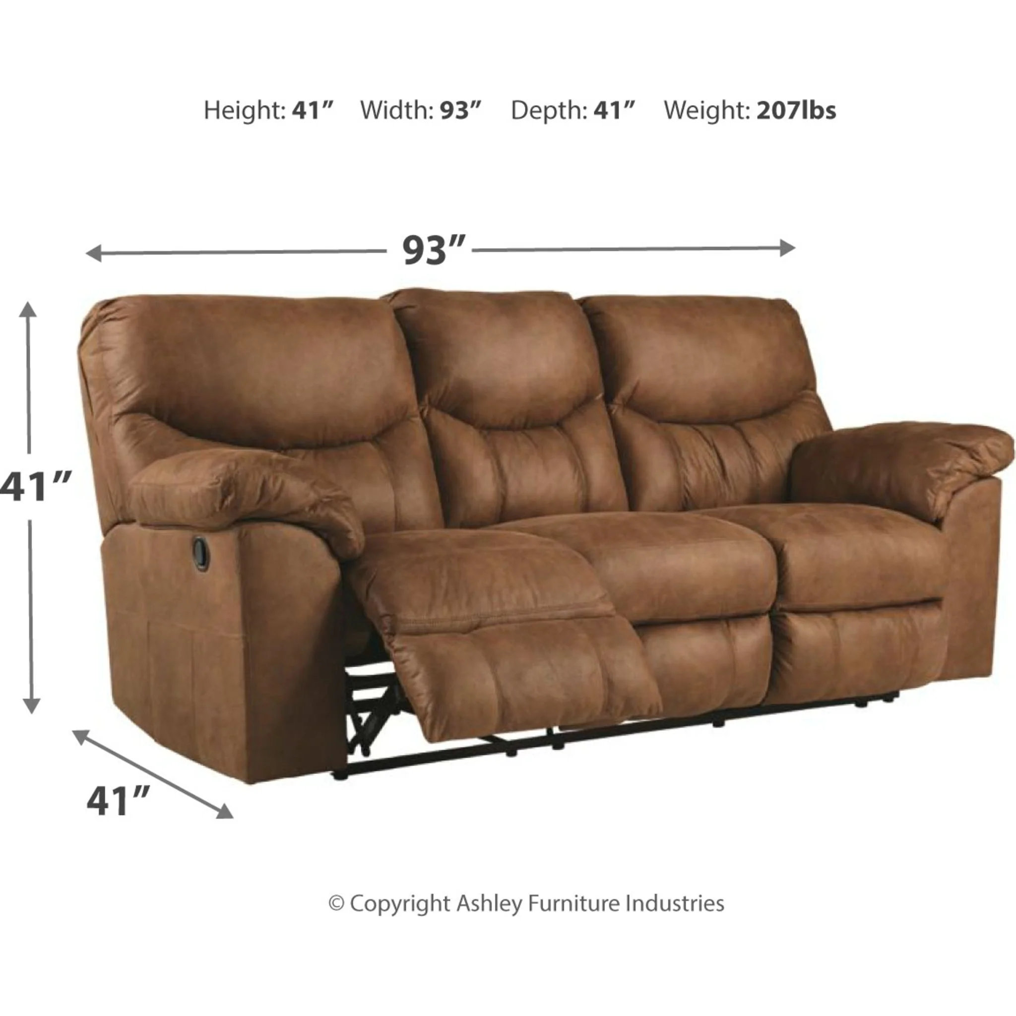 Boxberg Reclining Sofa - Bark - Image 4