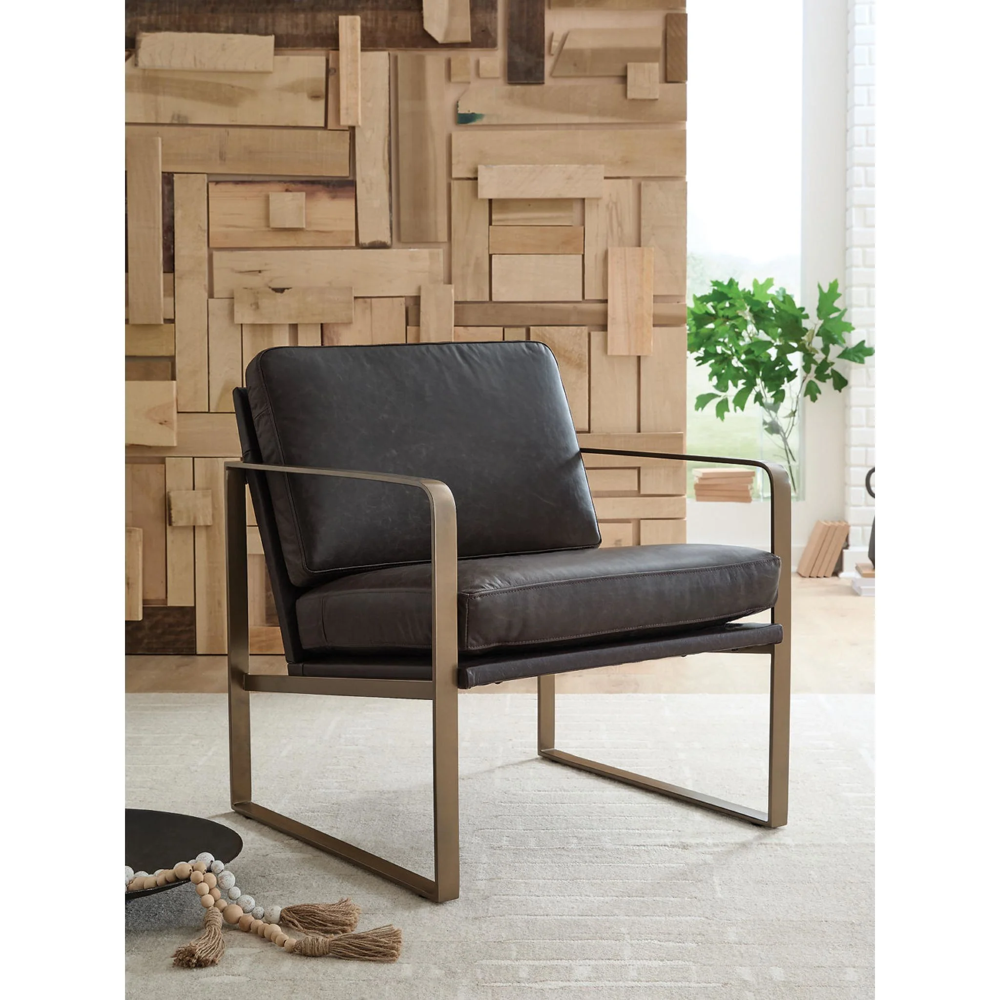 Bradett Accent Chair - Dark Brown/Gold Finish - Image 2