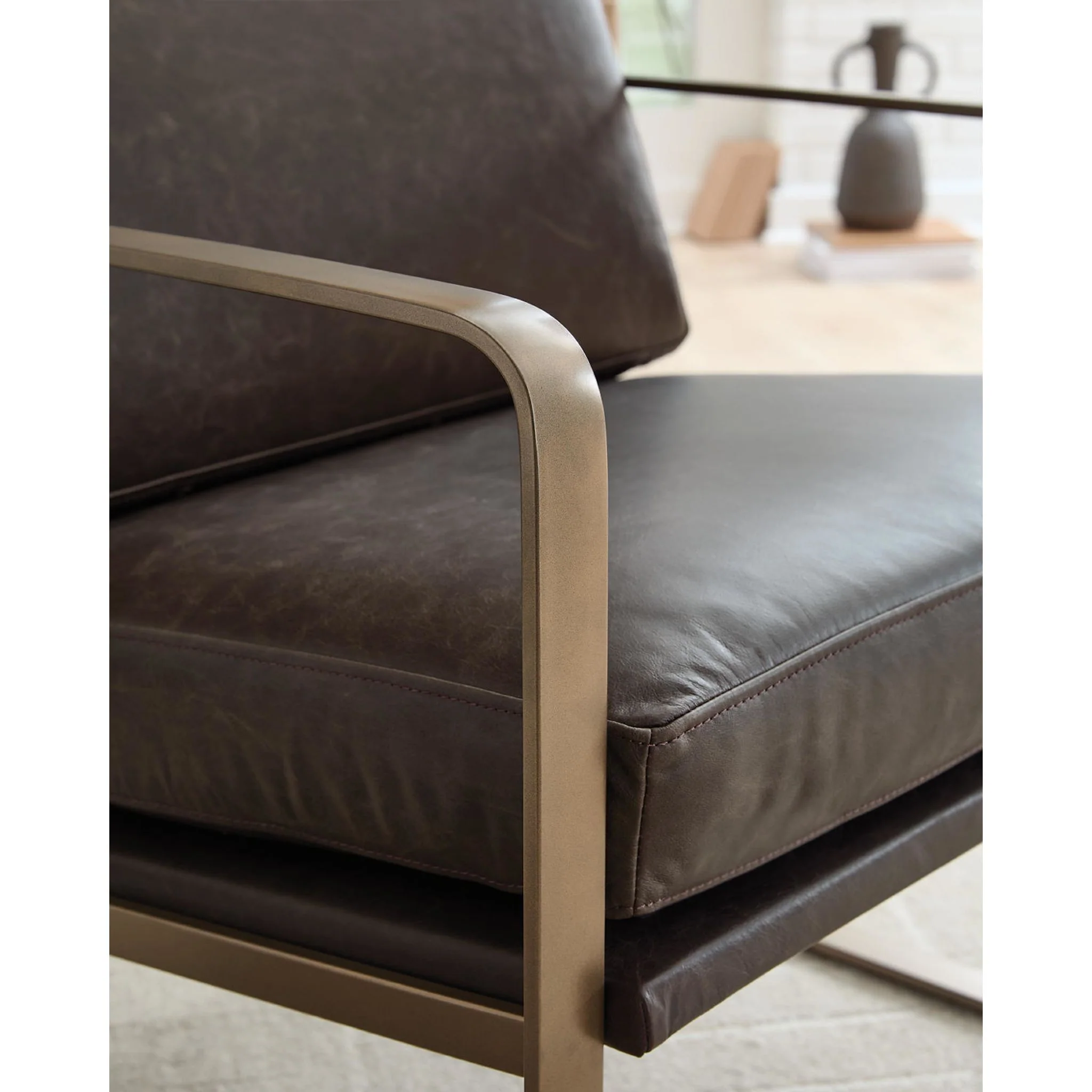 Bradett Accent Chair - Dark Brown/Gold Finish - Image 7