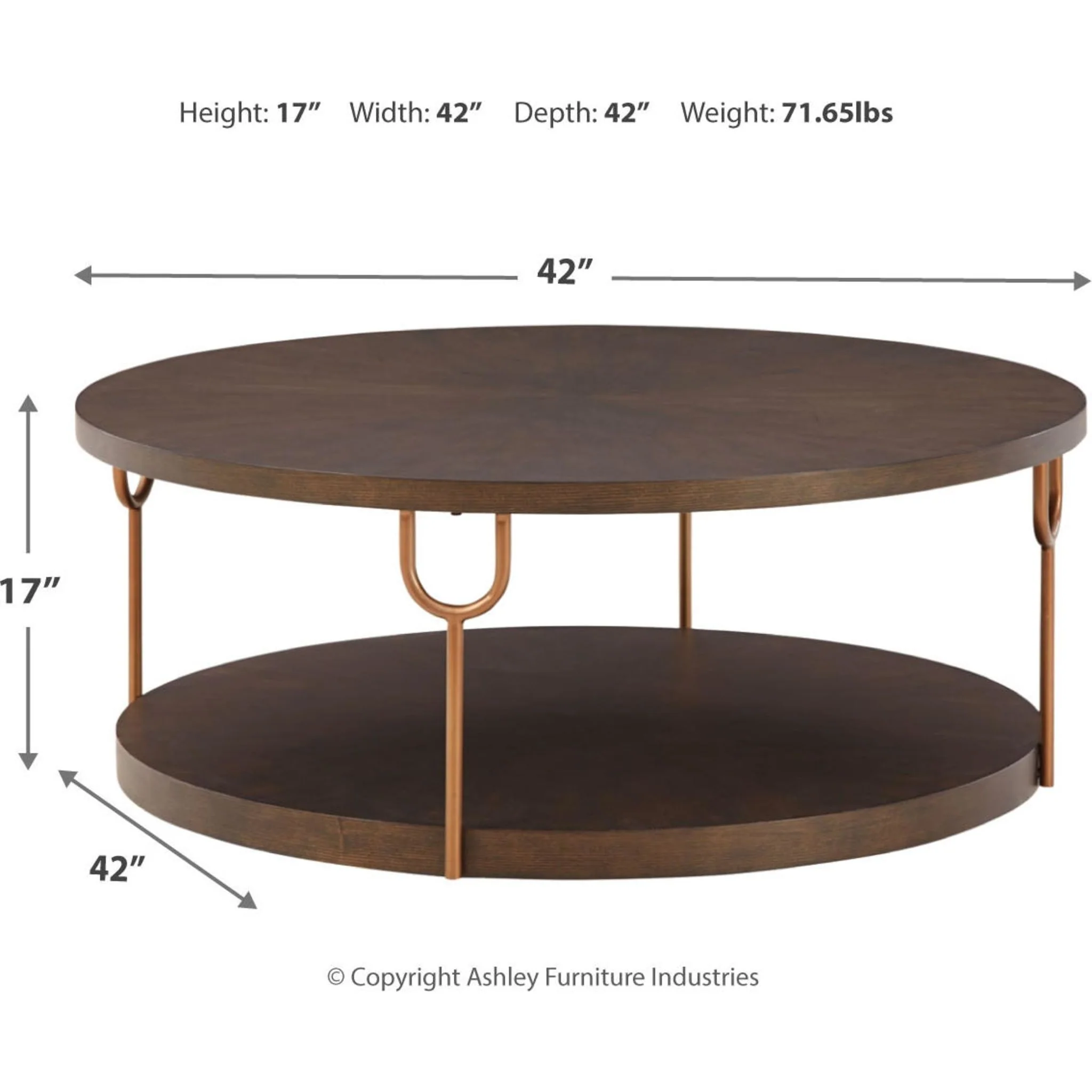 Brazburn Coffee Table - Dark Brown/Gold Finish - Image 4