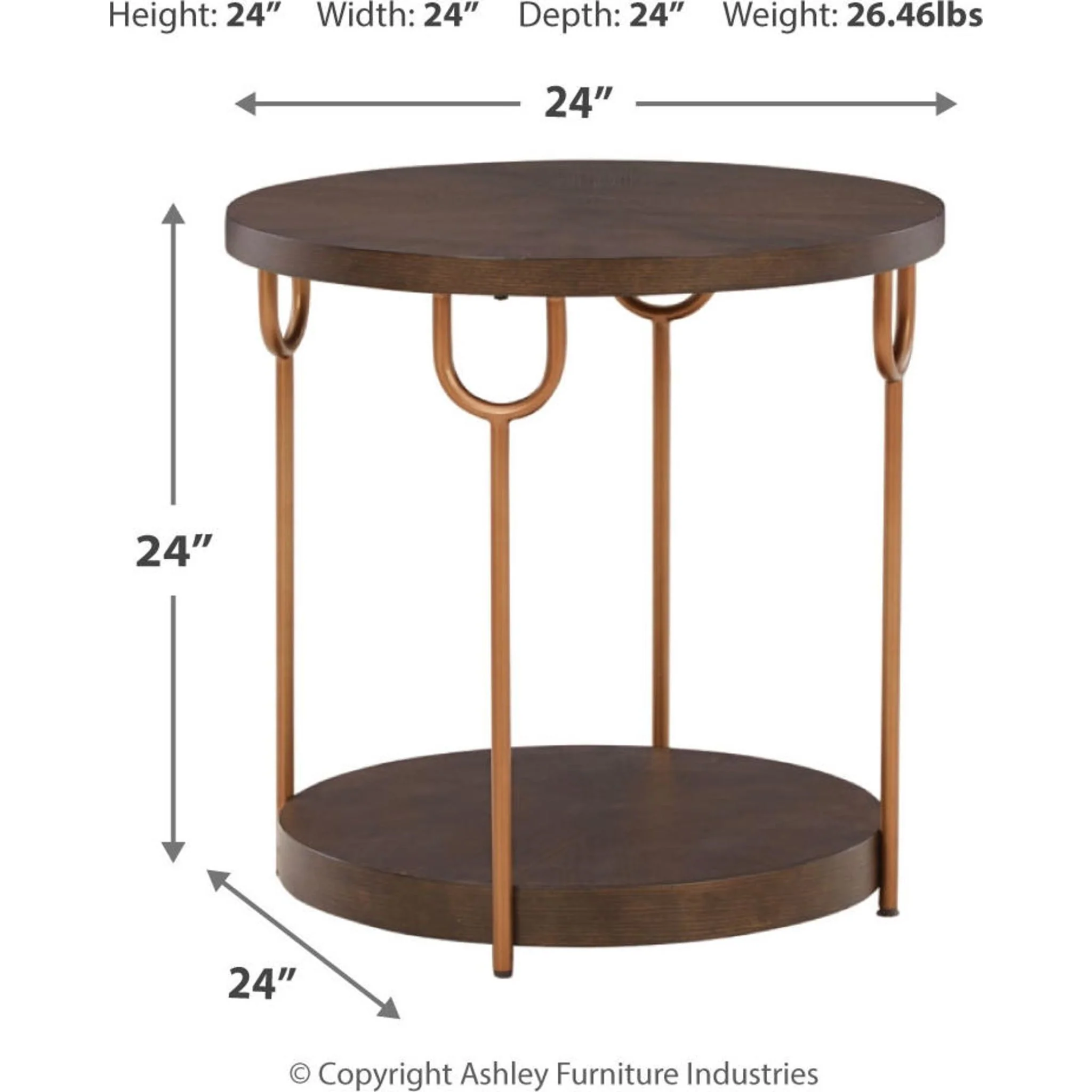 Brazburn End Table - Dark Brown/Gold Finish - Image 4