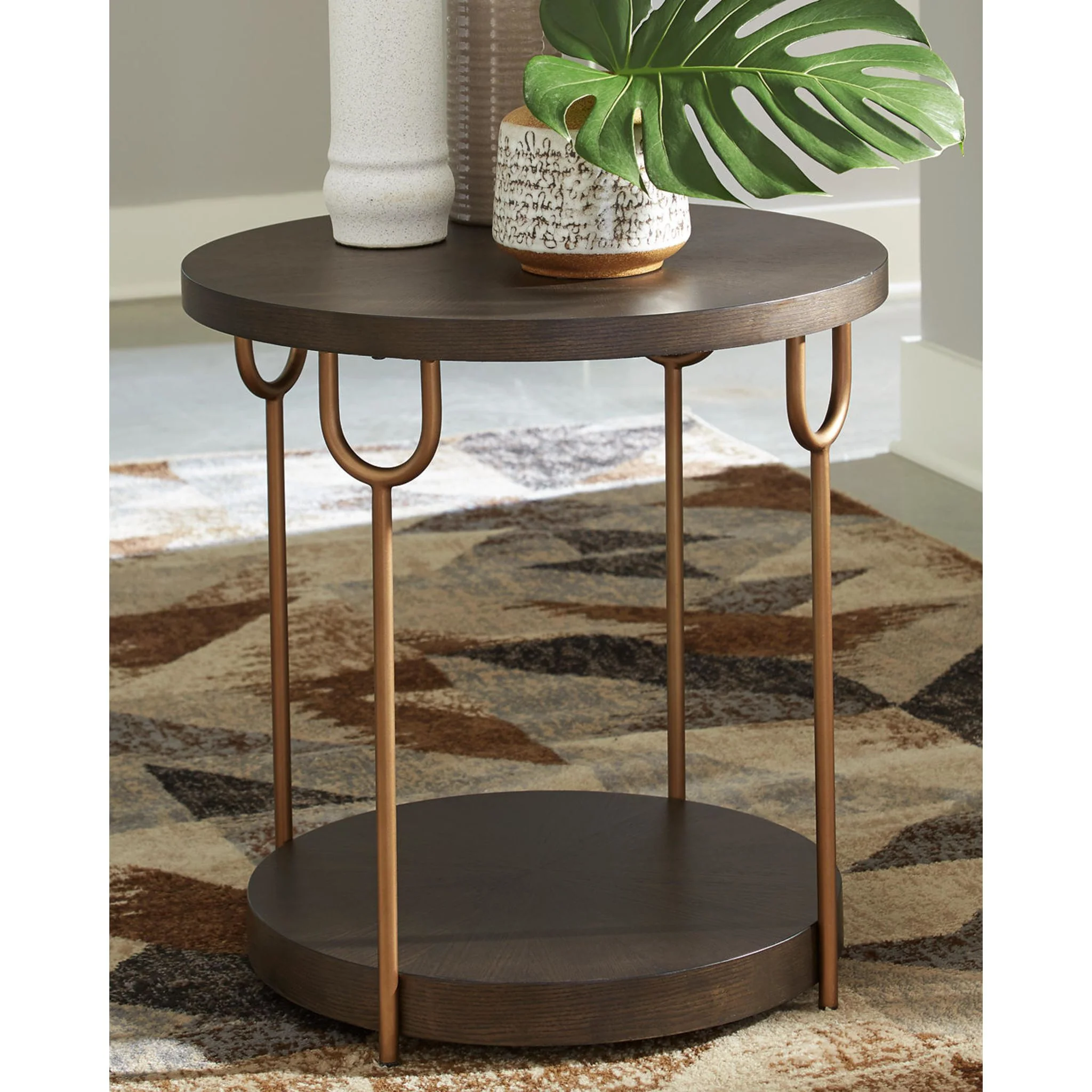 Brazburn End Table - Dark Brown/Gold Finish - Image 5