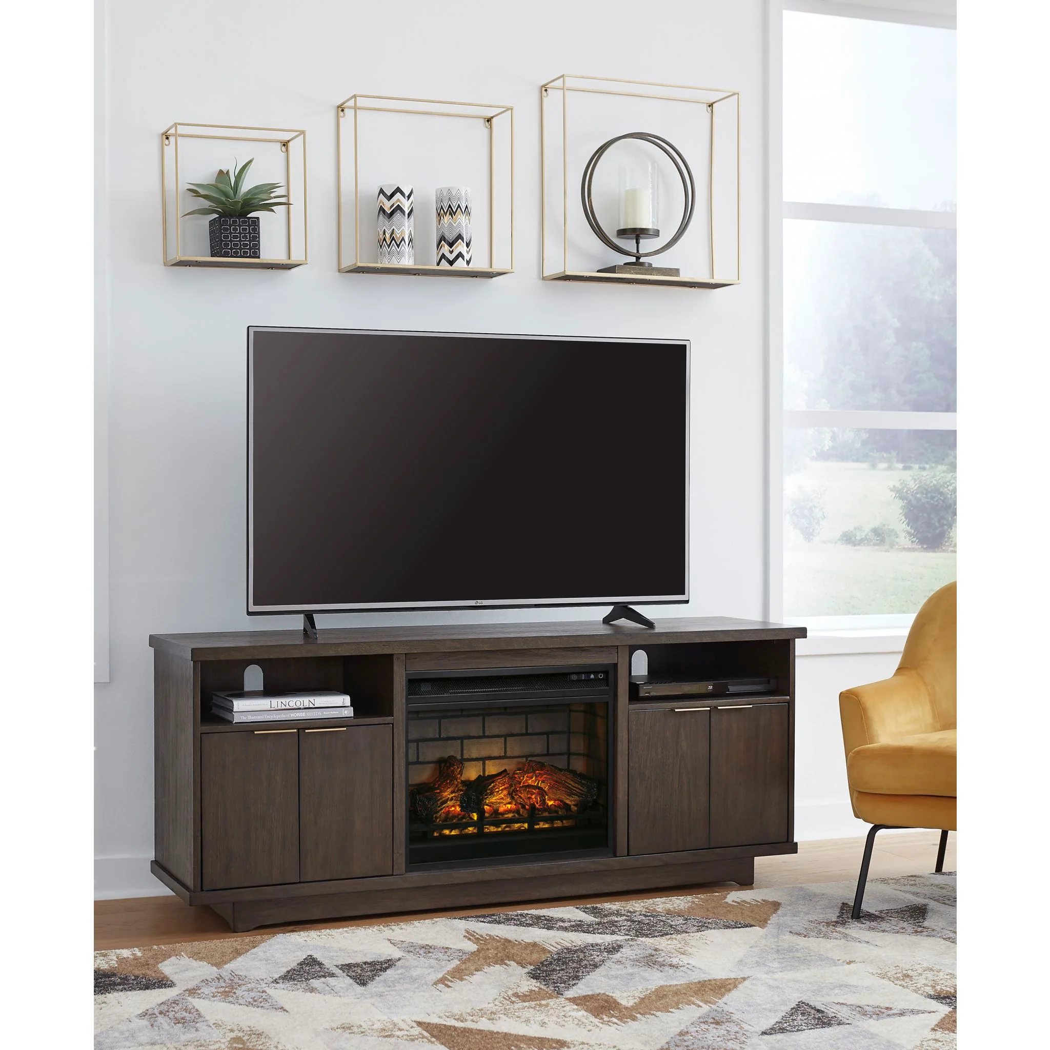 Brazburn TV Stand with Fireplace - Dark Brown - Image 2