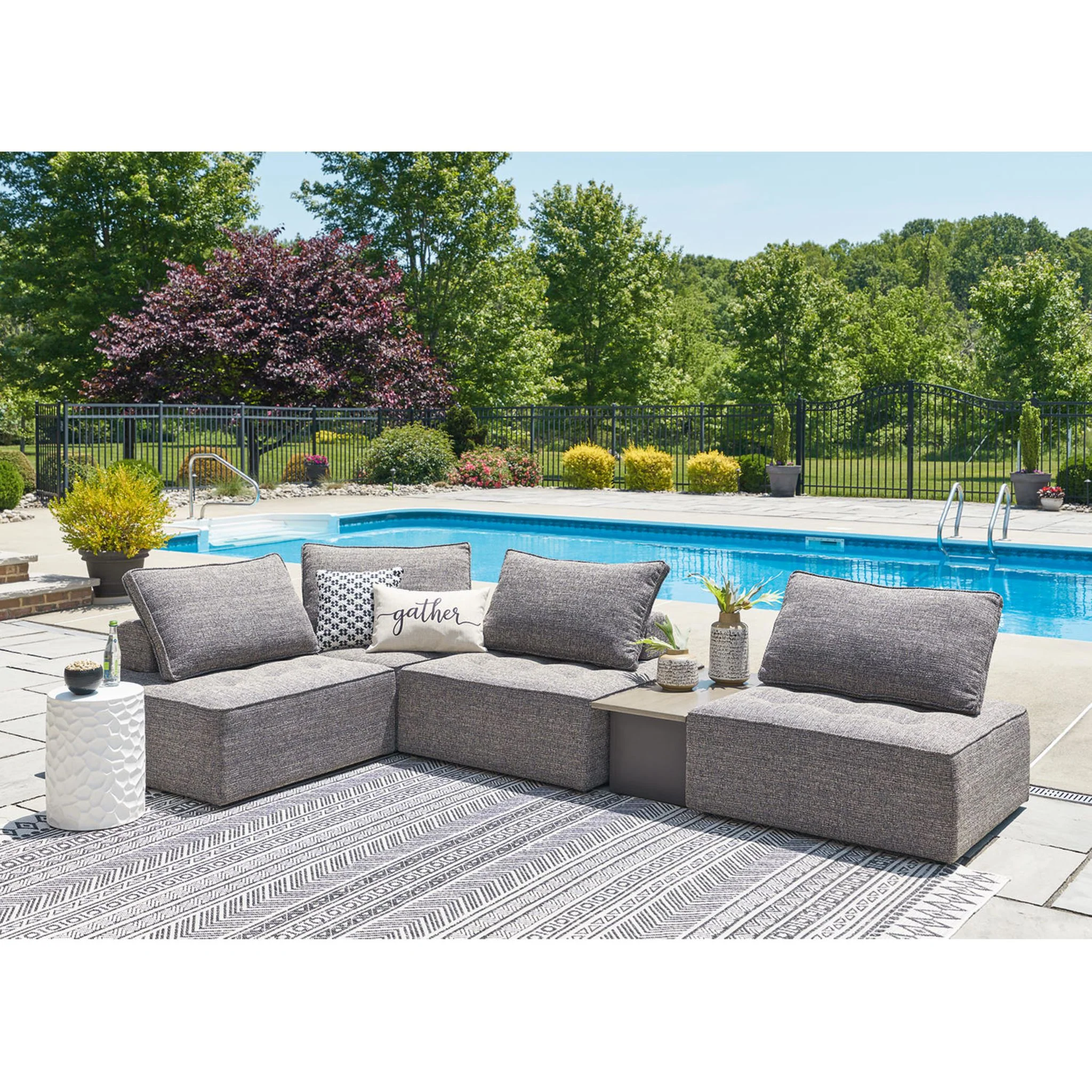 Bree Zee 5 Piece Outdoor Modular Seating - Brown - Image 12