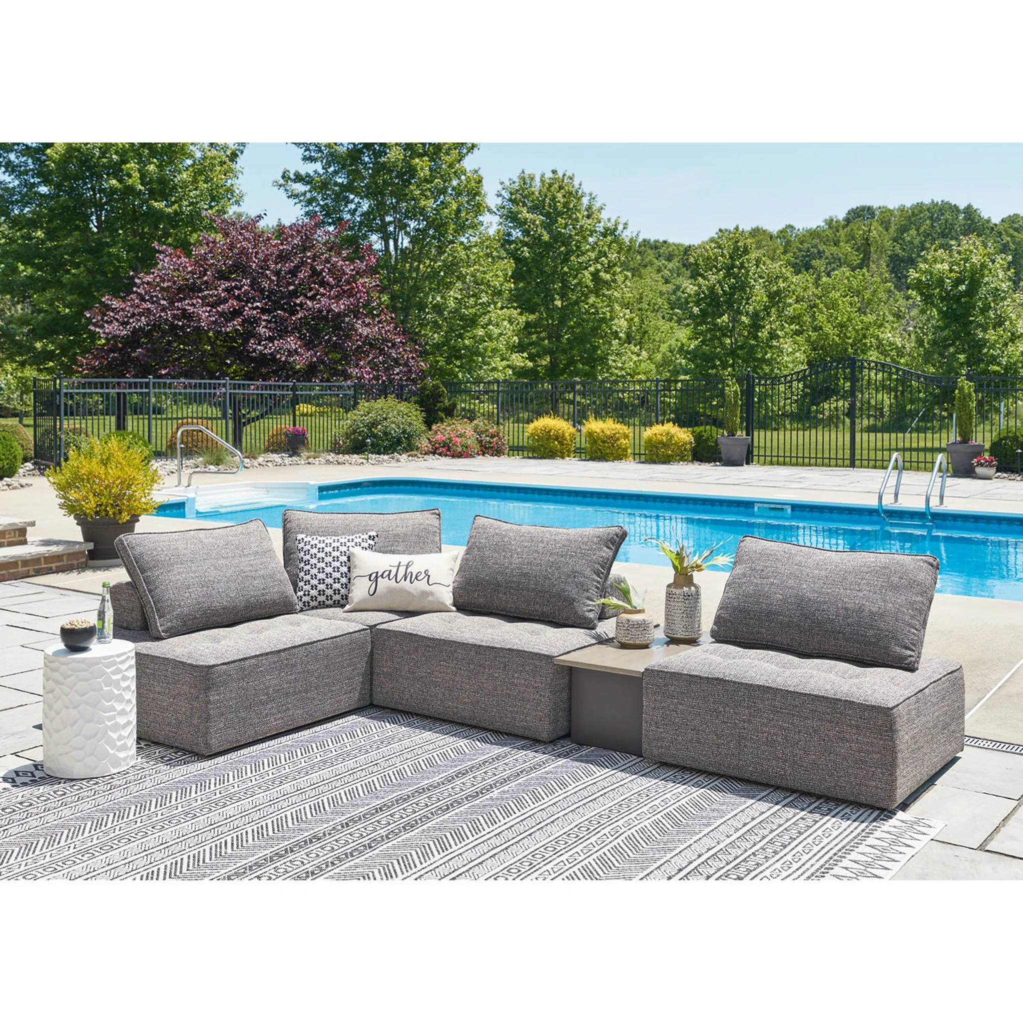 Bree Zee 5 Piece Outdoor Modular Seating - Brown - Image 2
