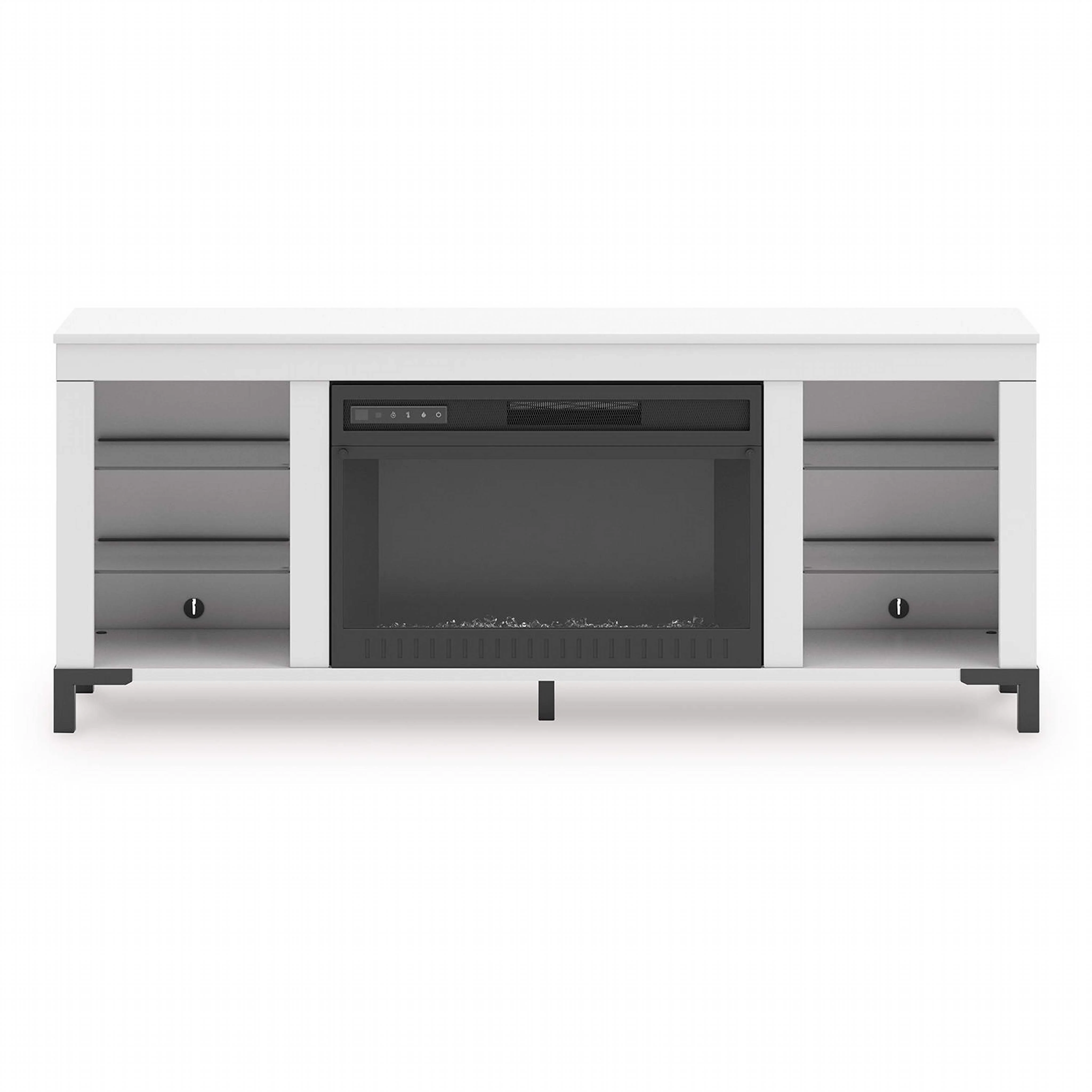 Brollevi TV Stand with Fireplace - White