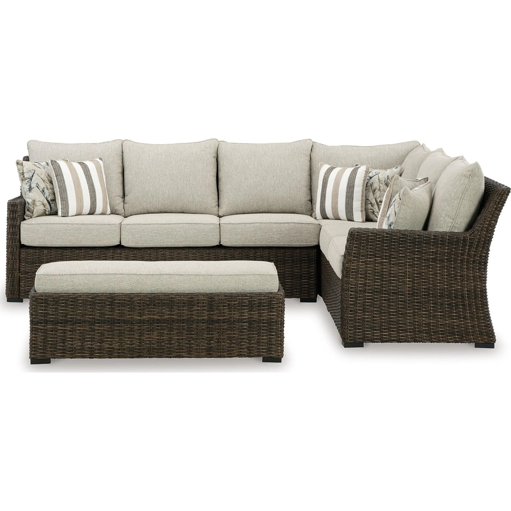 Brook Ranch 2 Piece Outdoor Sectional with Bench - Brown - Image 34