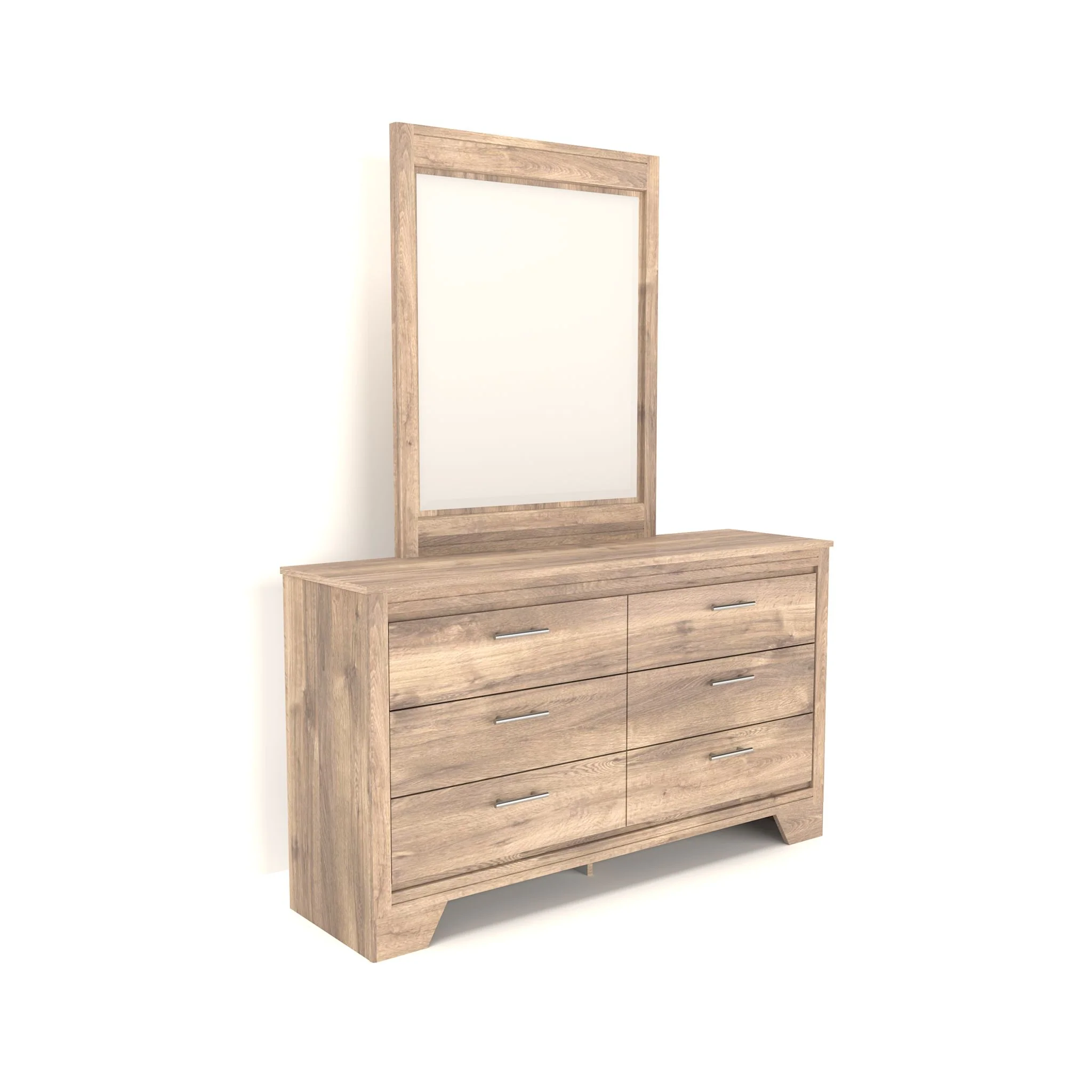 Brooke Dresser and Mirror - Weathered Oak