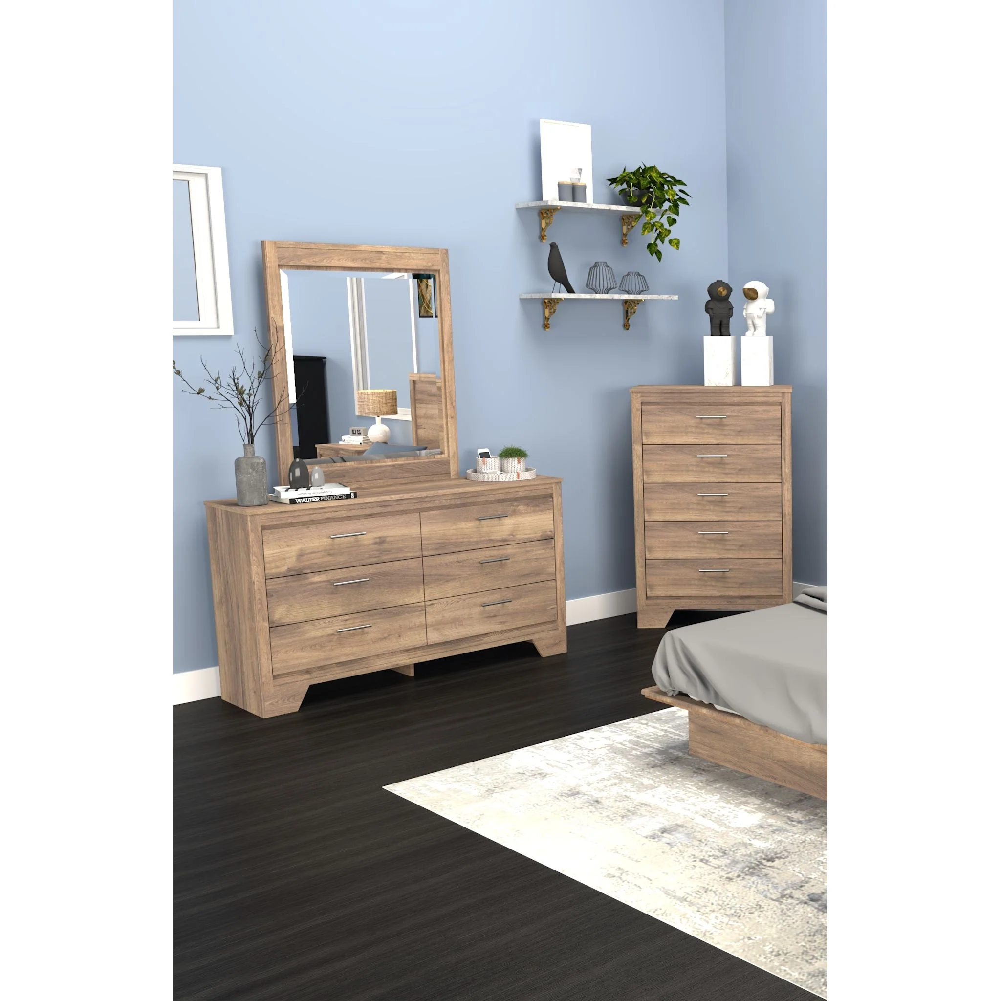 Brooke Dresser and Mirror - Weathered Oak - Image 2