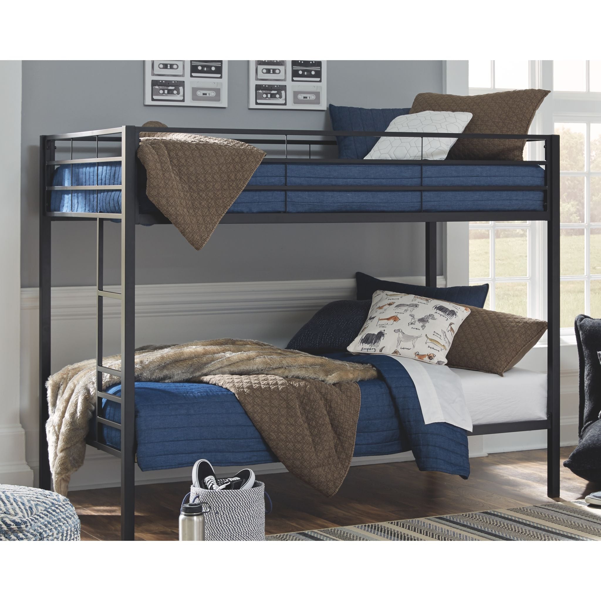Broshard Twin Metal Bunk Bed - Black - Image 2