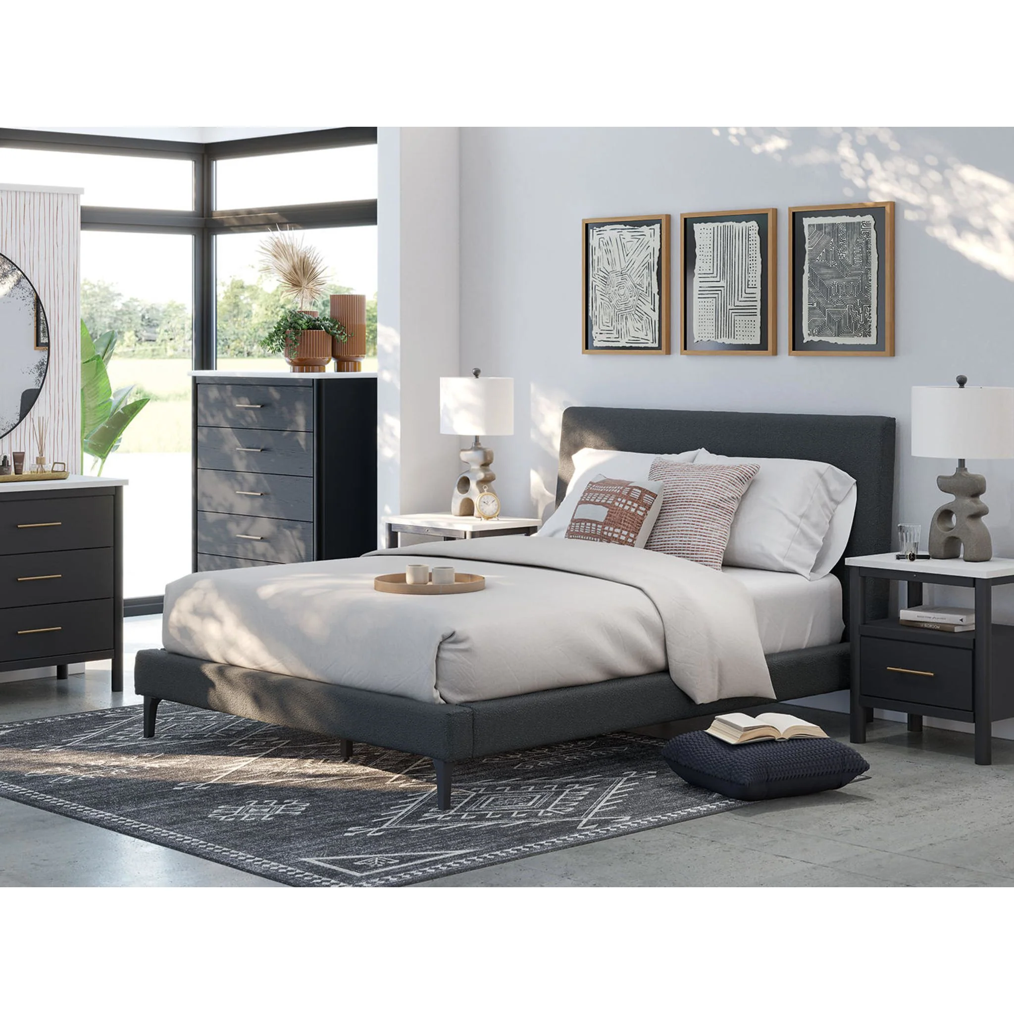 Cadmori King Upholstered Bed - Black - Image 10