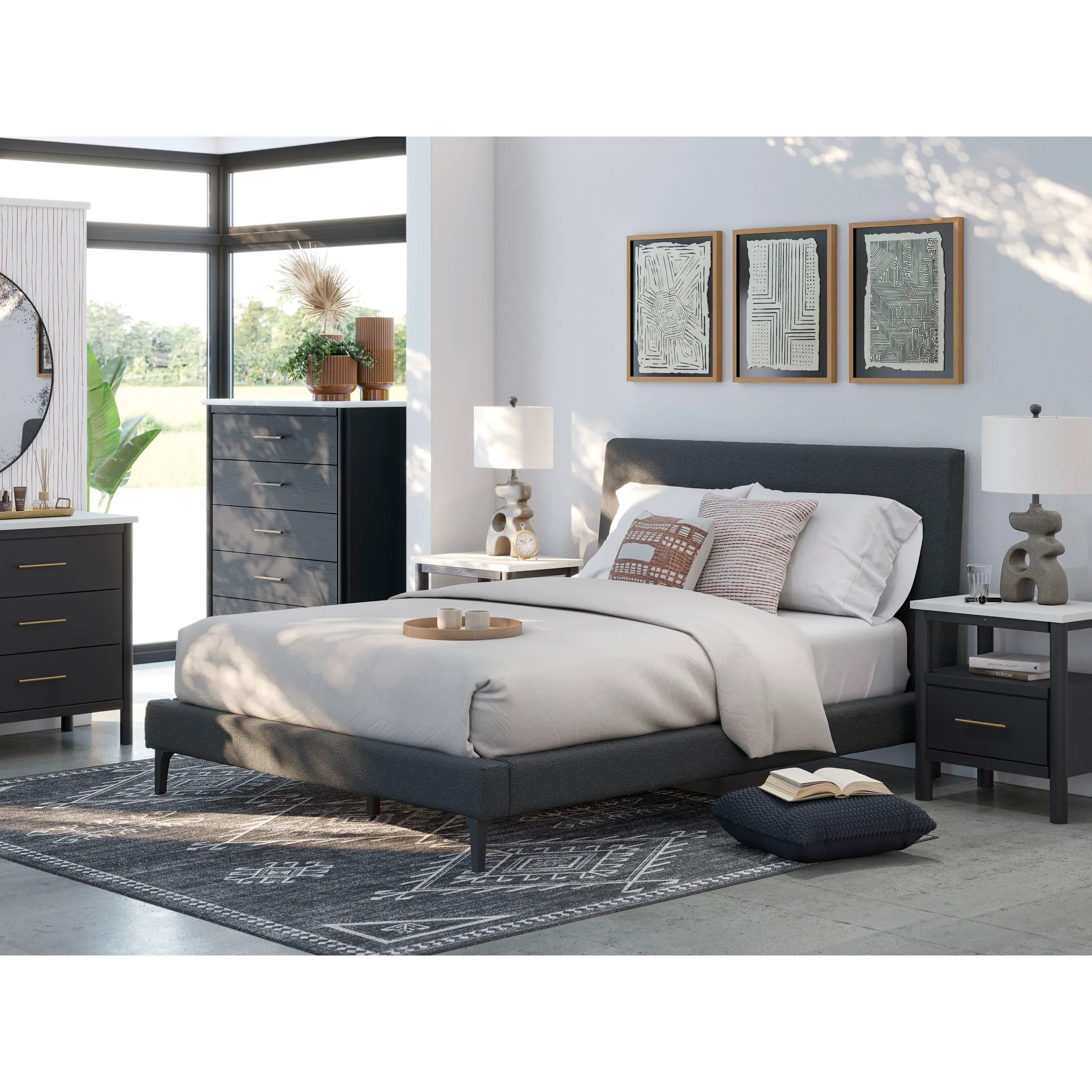 Cadmori Upholstered Bed - Black - Image 10