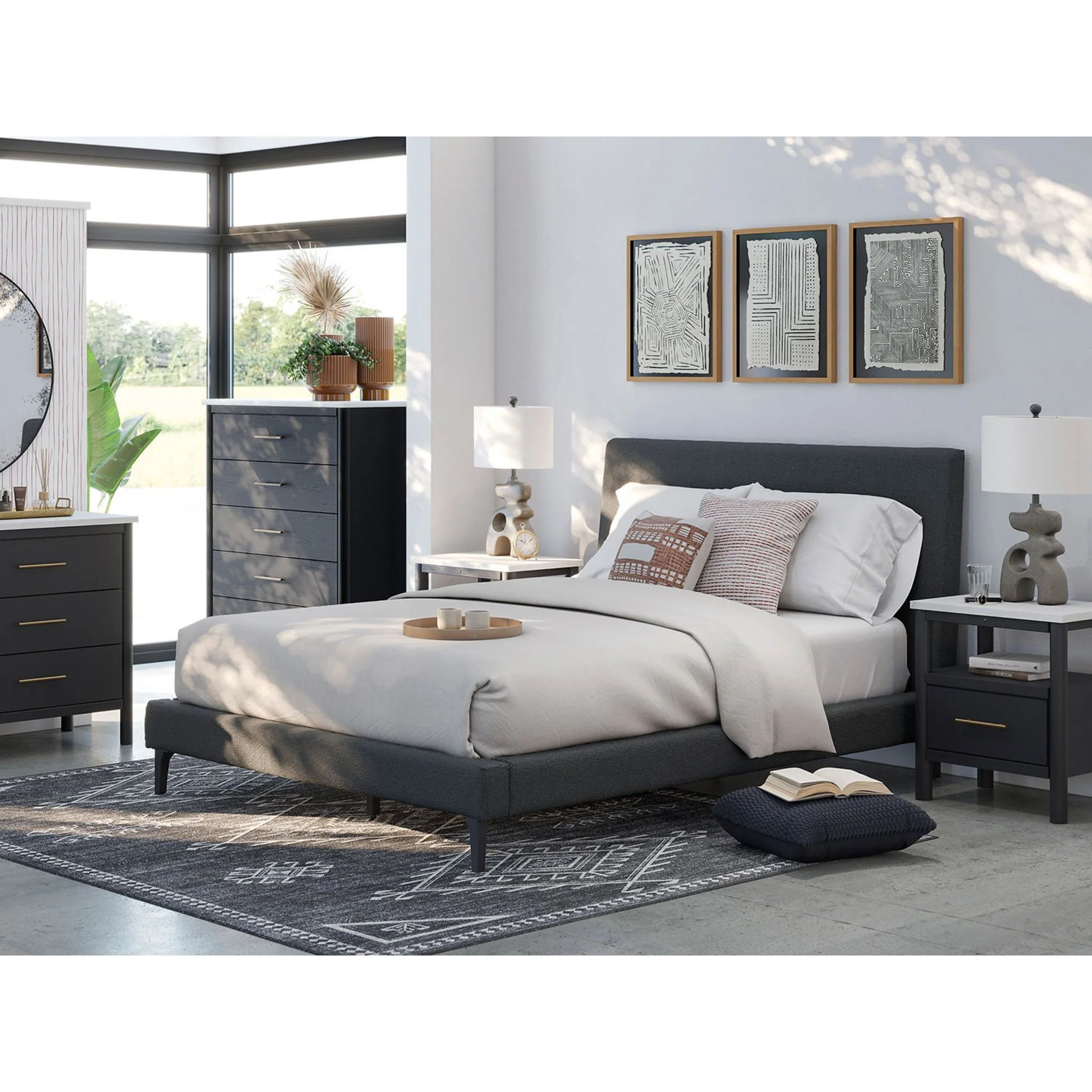Cadmori Upholstered Bed - Black - Image 16