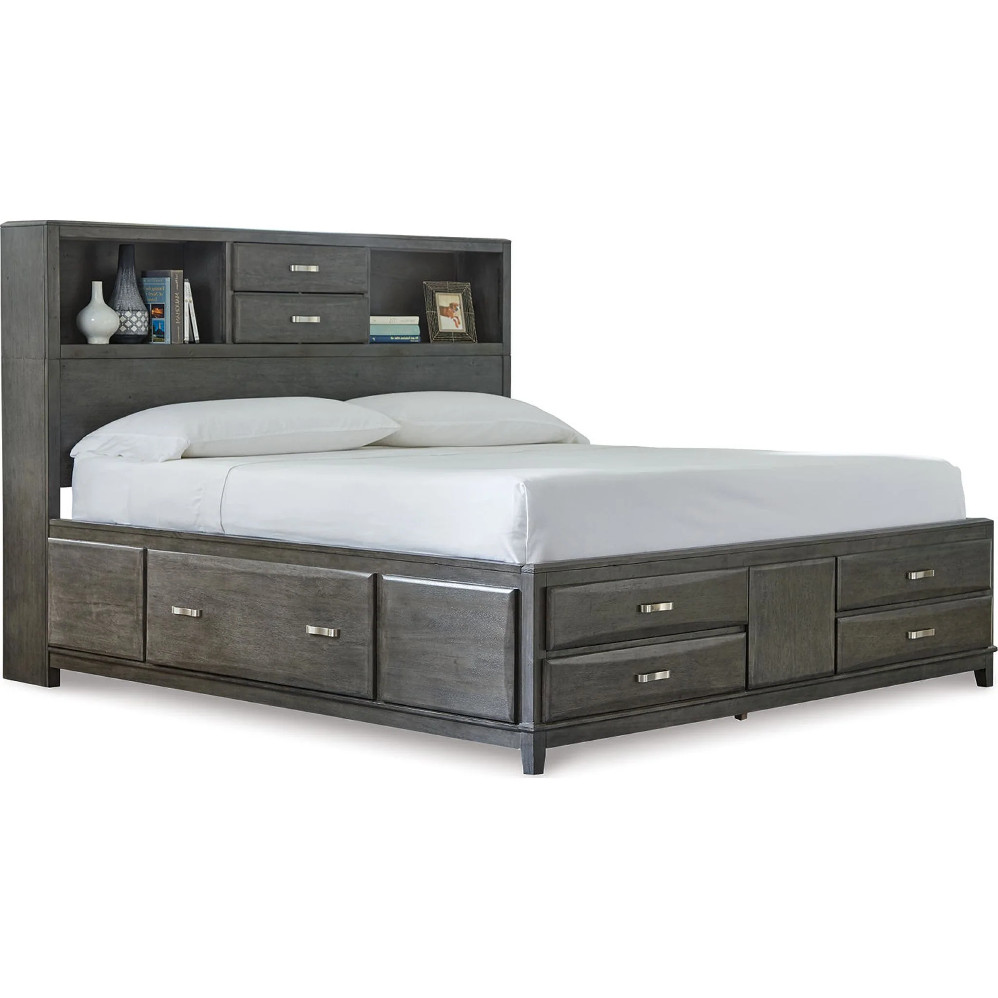 Caitbrook Bookcase Storage Bed - Gray - Image 16