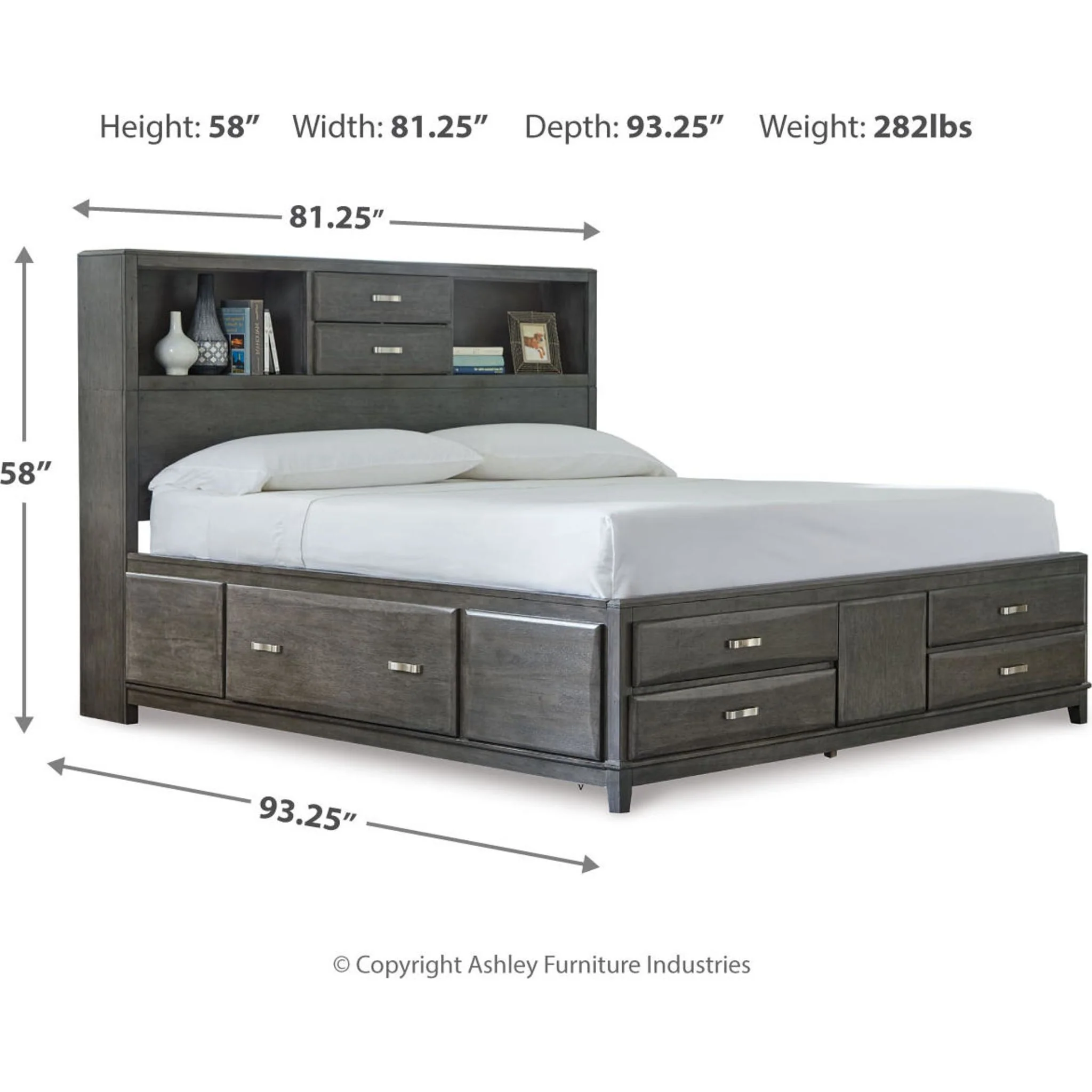 Caitbrook Bookcase Storage Bed - Gray - Image 34