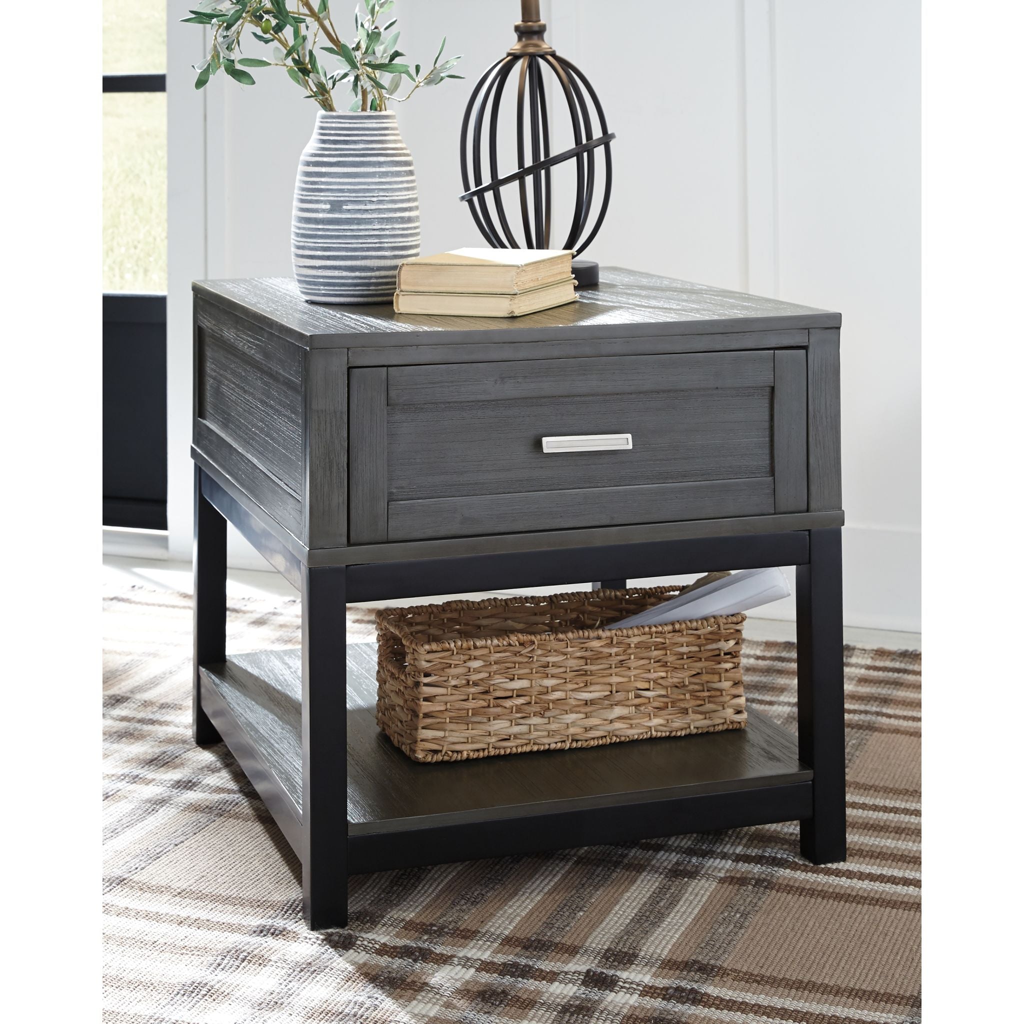 Caitbrook End Table - Gray/Black - Image 2