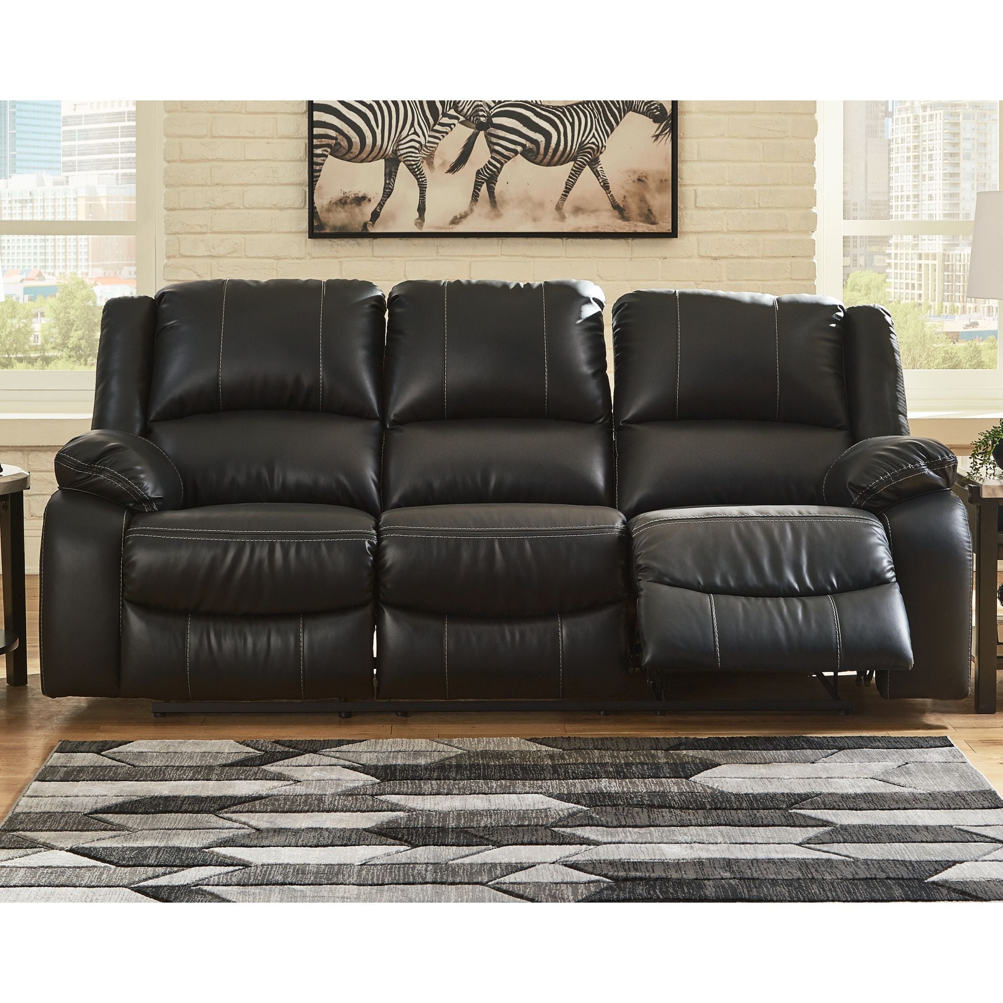 Calderwell Reclining Sofa - Black - Image 2