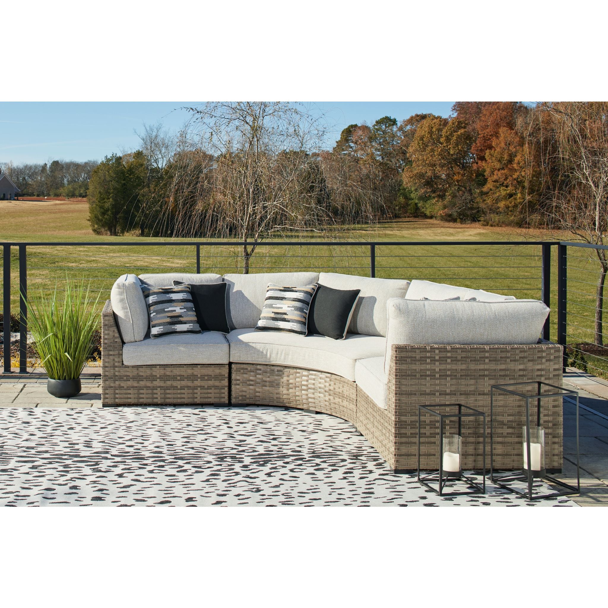Calworth 3 Piece Outdoor Sectional - Beige - Image 2