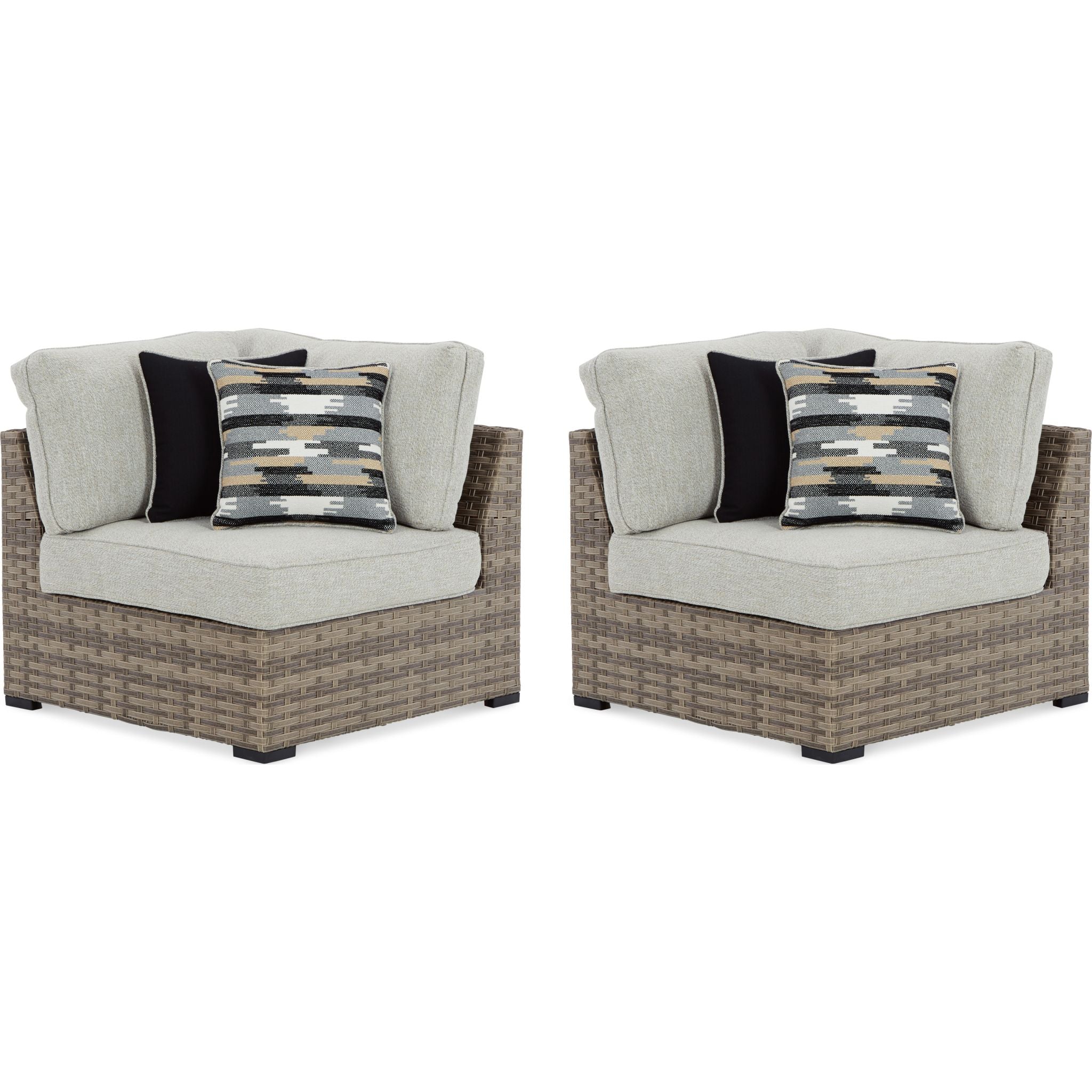 Calworth Outdoor Corner Chair with Cushion (set of 2) - Beige