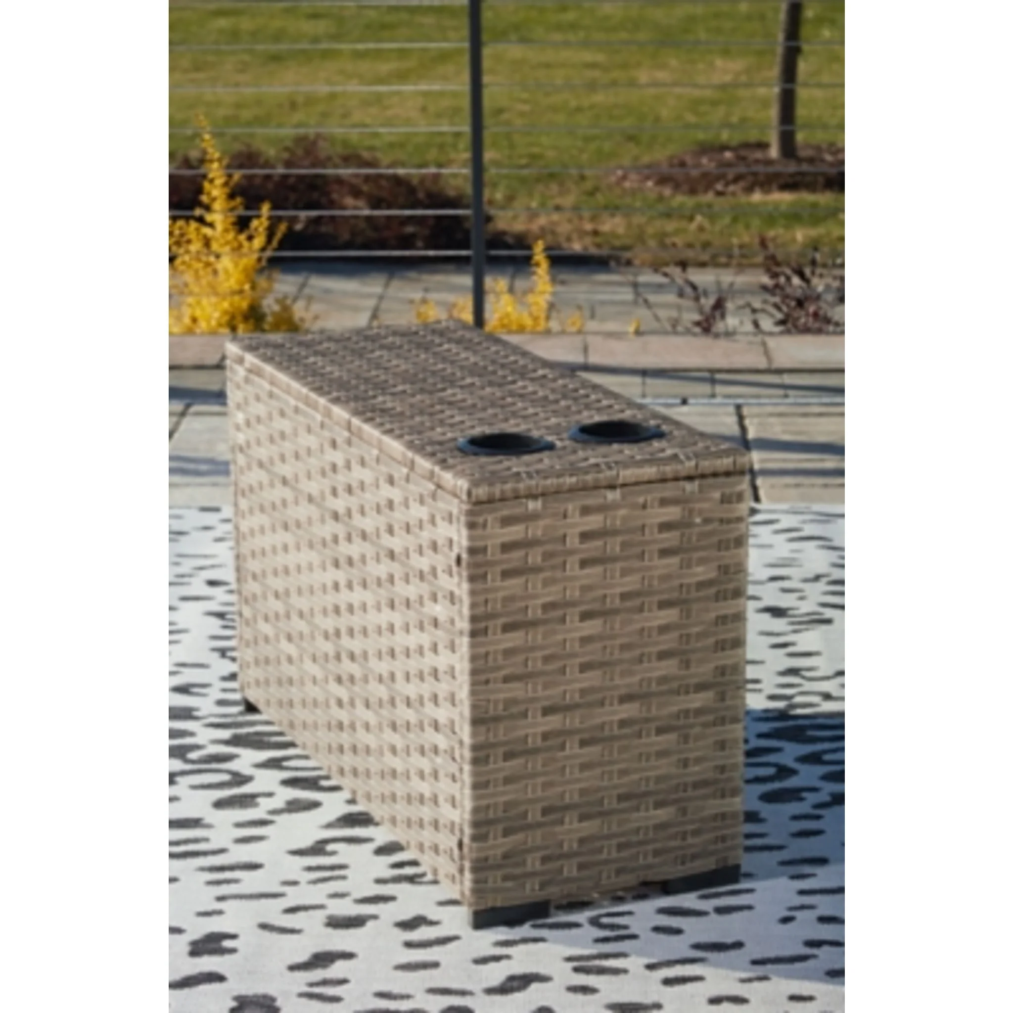 Calworth Outdoor Console with Drink Holders - Beige - Image 6