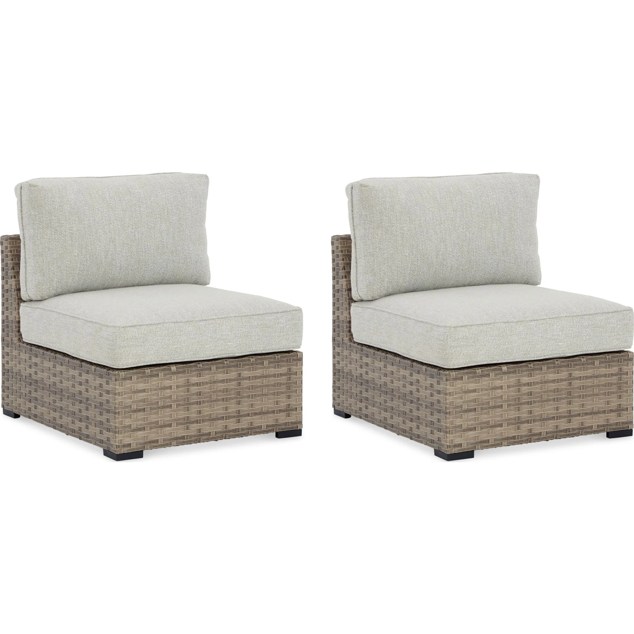 Calworth Outdoor Armless Chair with Cushion (set of 2) - Beige