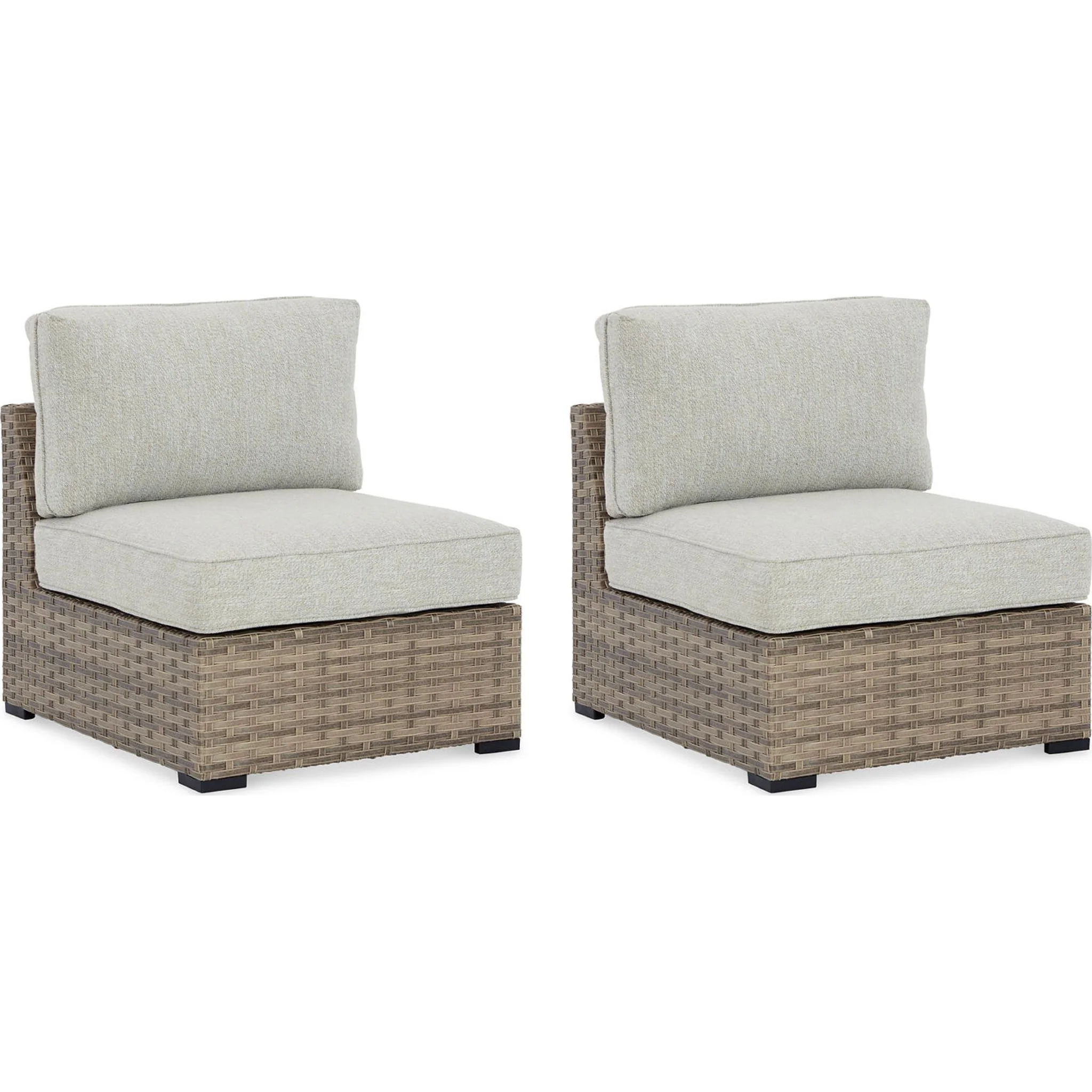 Calworth Outdoor Armless Chair with Cushion (set of 2) - Beige - Image 13