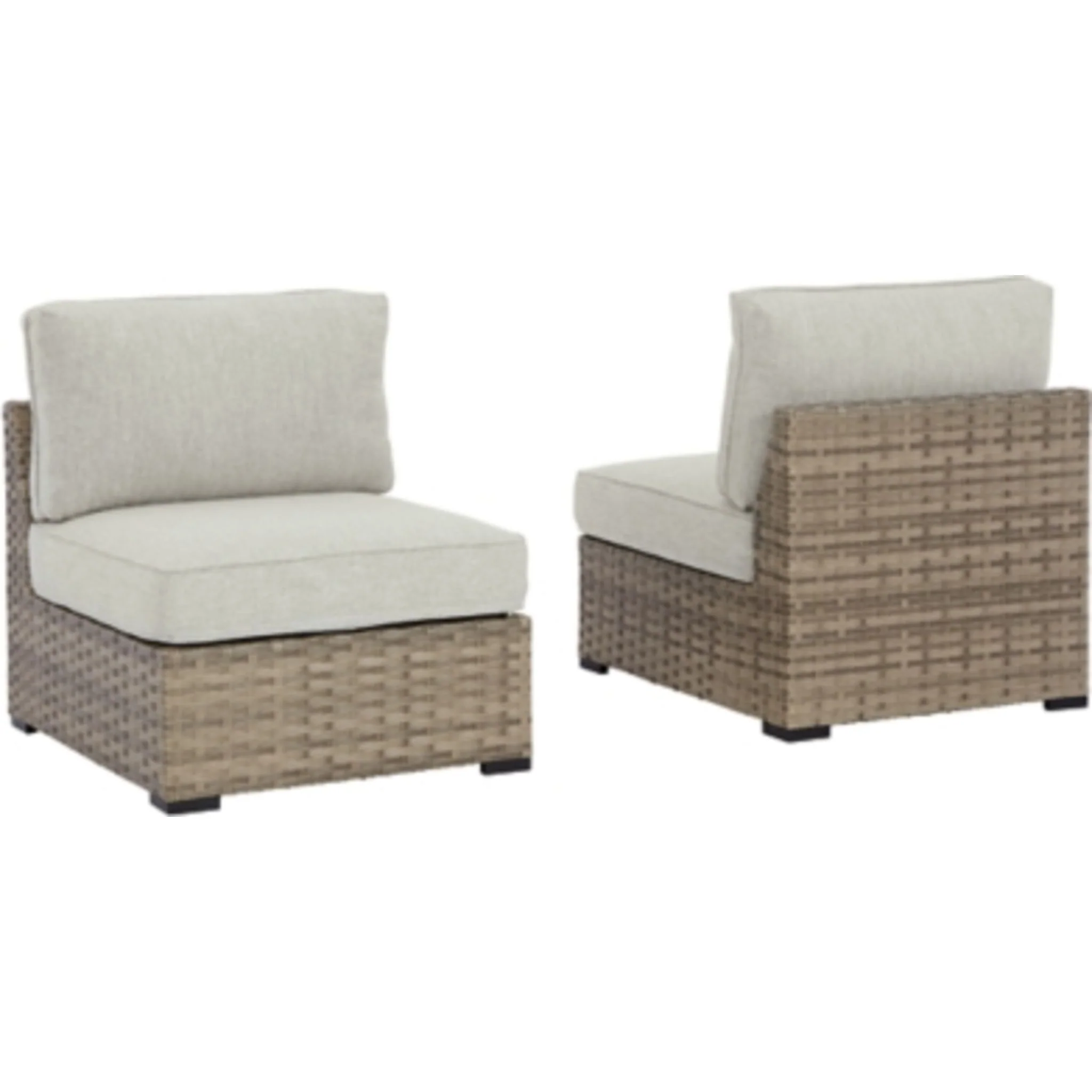 Calworth Outdoor Armless Chair with Cushion (set of 2) - Beige - Image 3