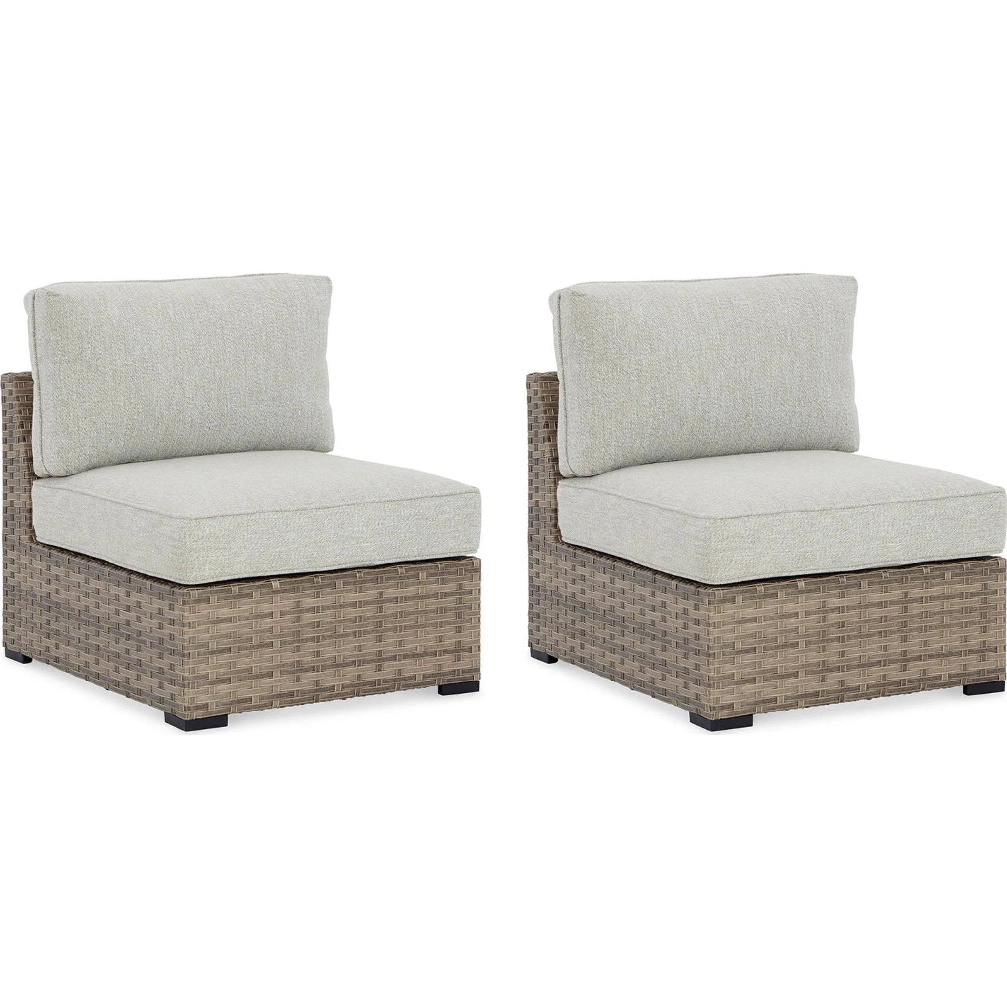 Calworth Outdoor Armless Chair with Cushion (set of 2) - Beige - Image 4