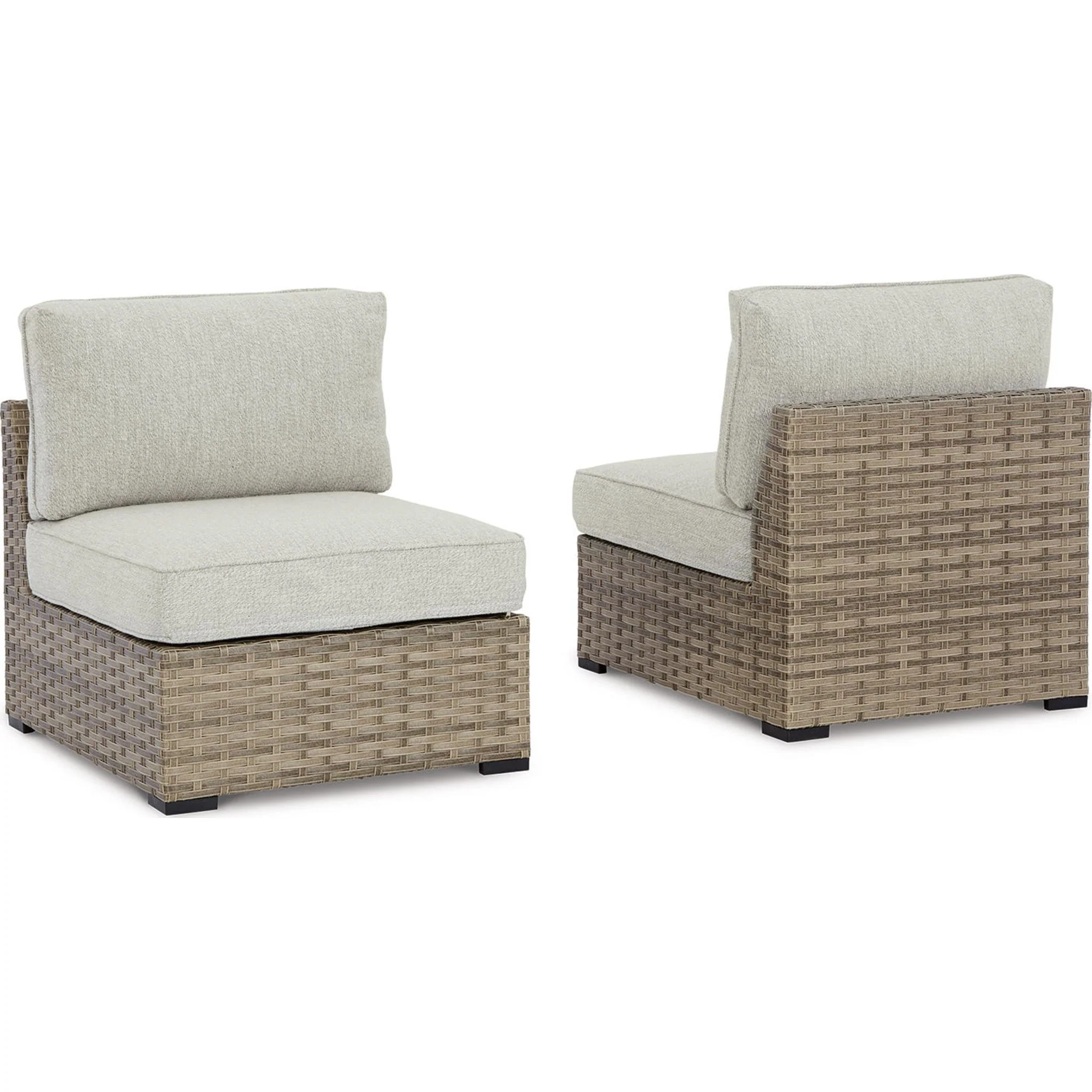 Calworth Outdoor Armless Chair with Cushion (set of 2) - Beige - Image 8