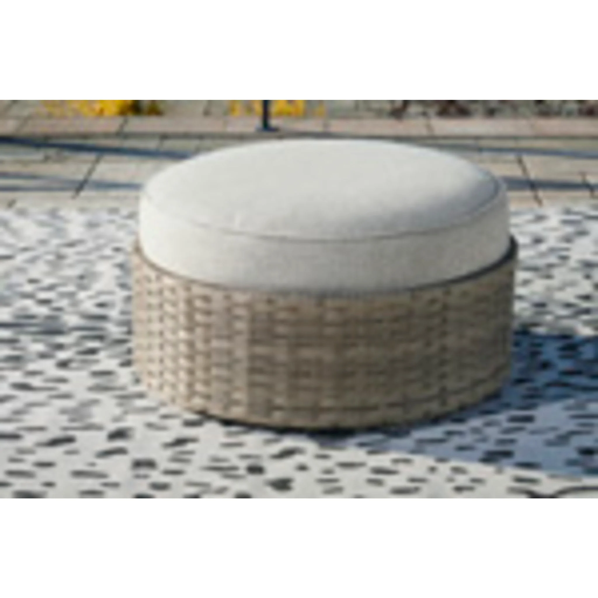 Calworth Outdoor Ottoman with Cushion - Beige - Image 4