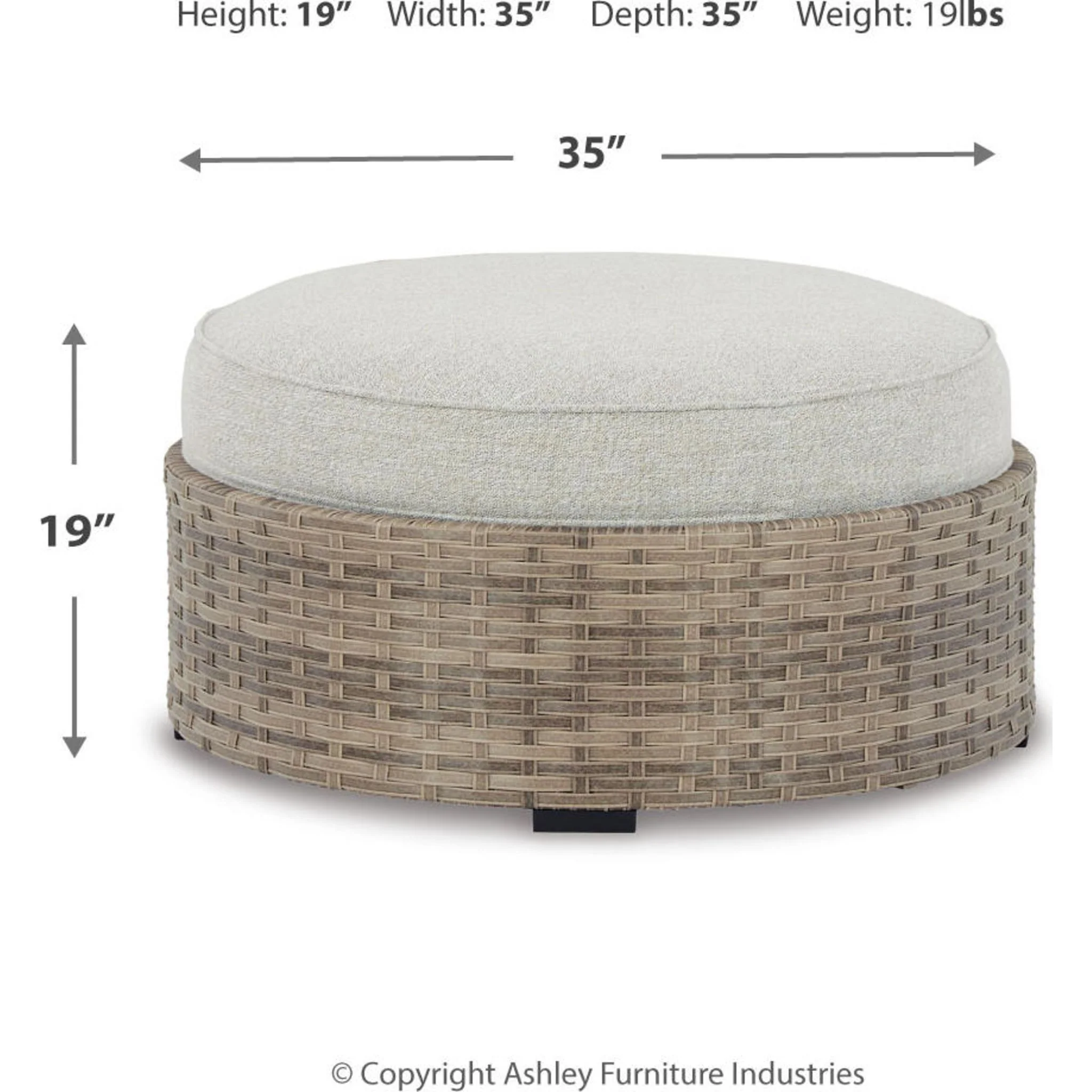 Calworth Outdoor Ottoman with Cushion - Beige - Image 9