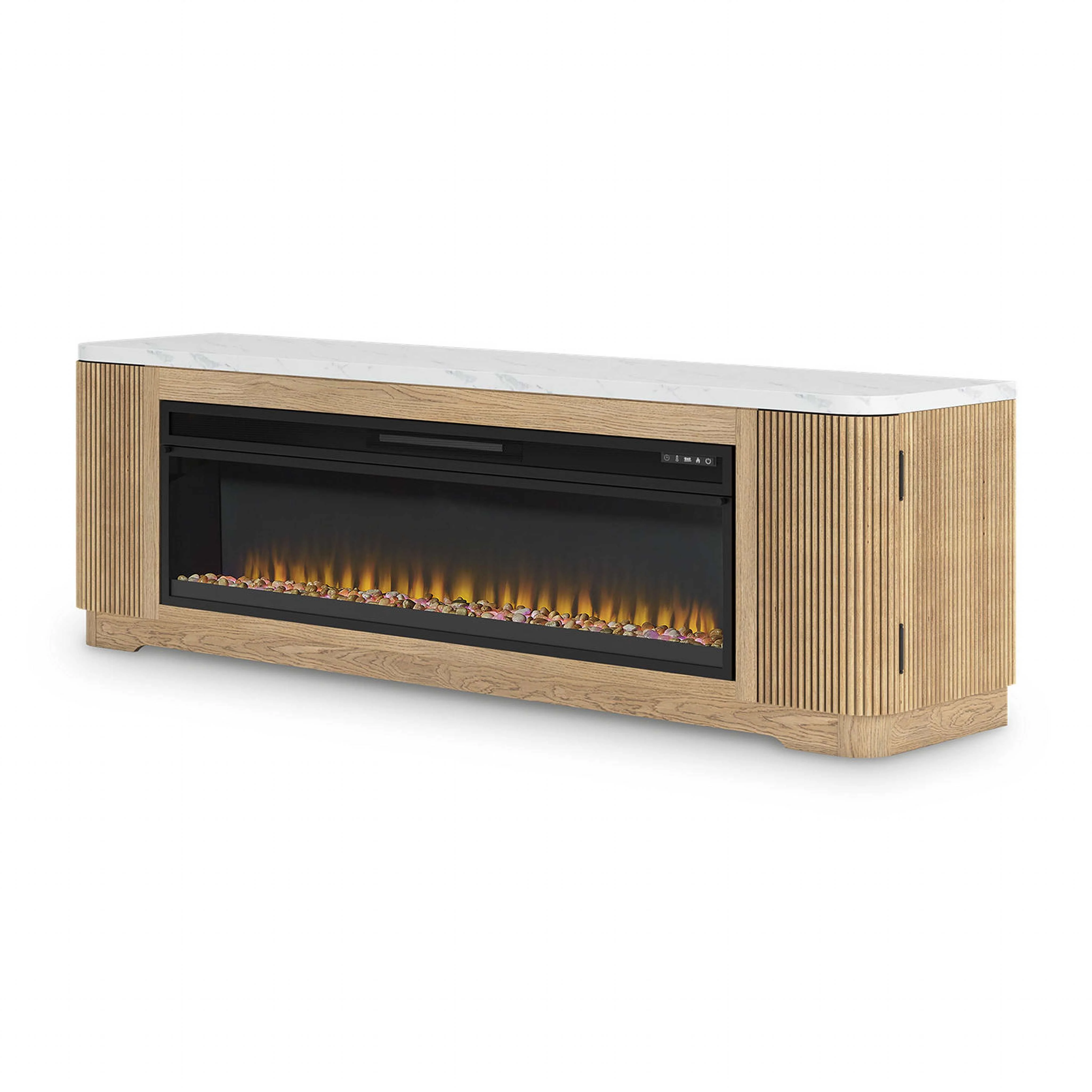 Camdill TV Stand with Fireplace - Light Brown - Image 5