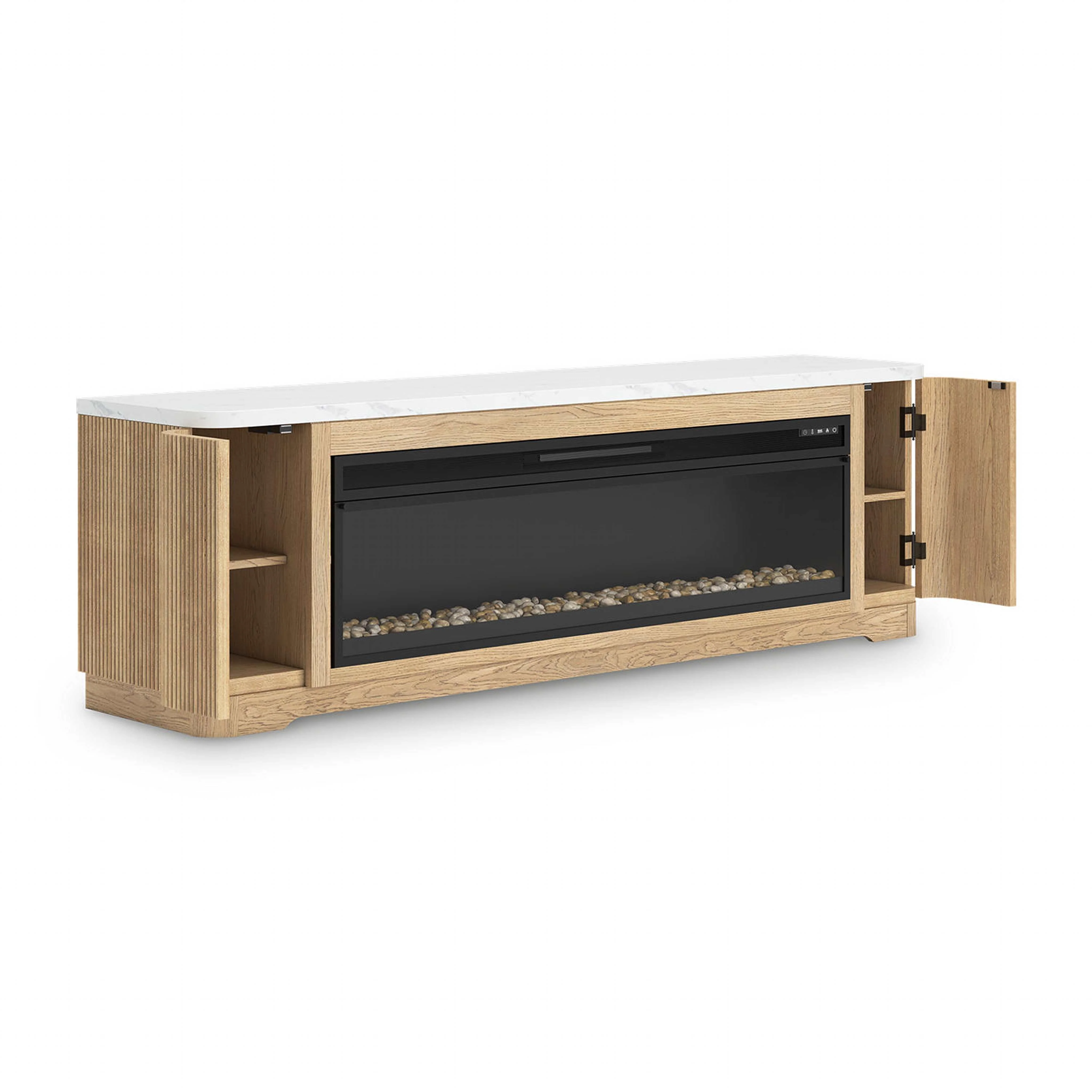 Camdill TV Stand with Fireplace - Light Brown - Image 8