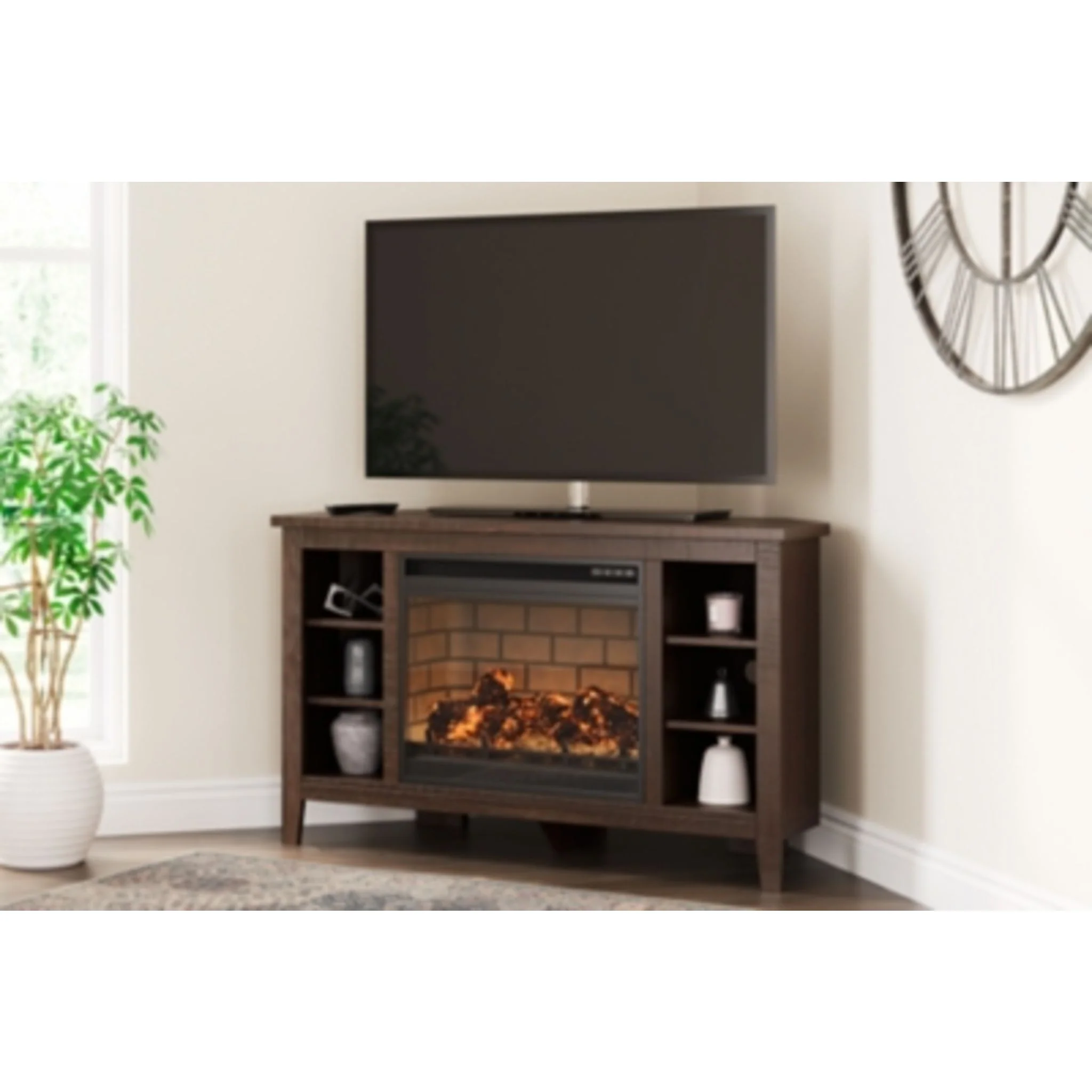 Camiburg Entertainment Unit with Fireplace - Warm Brown - Image 2