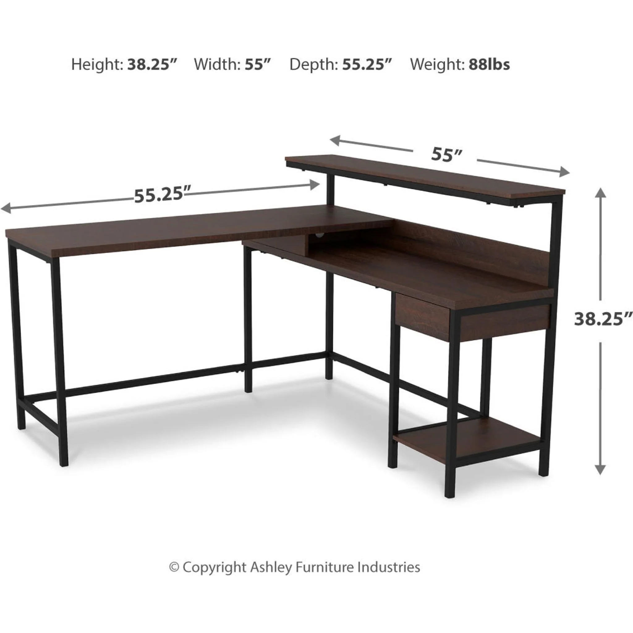 Camiburg L-Desk - Warm Brown - Image 15
