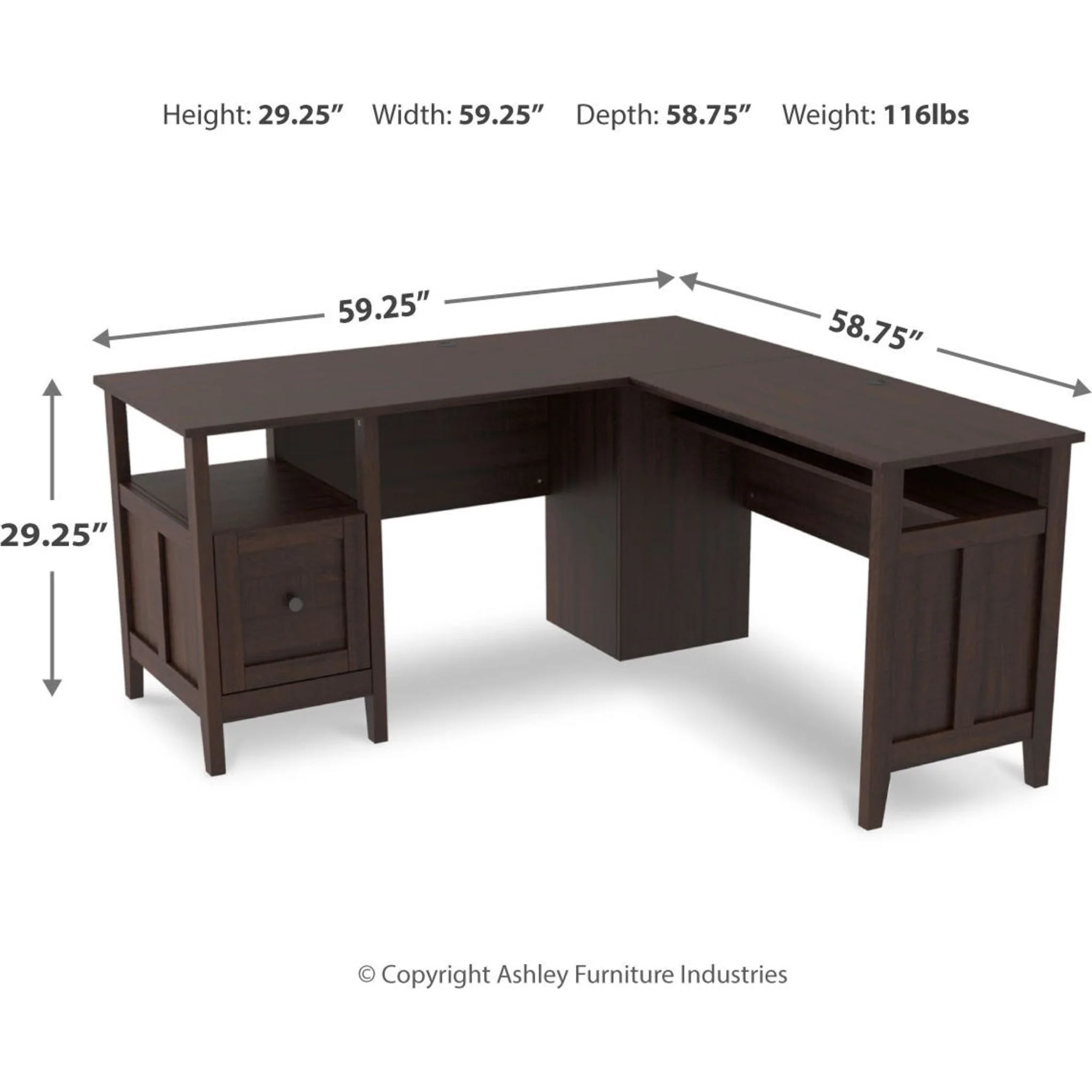 Camiburg L-Desk - Warm Brown - Image 16