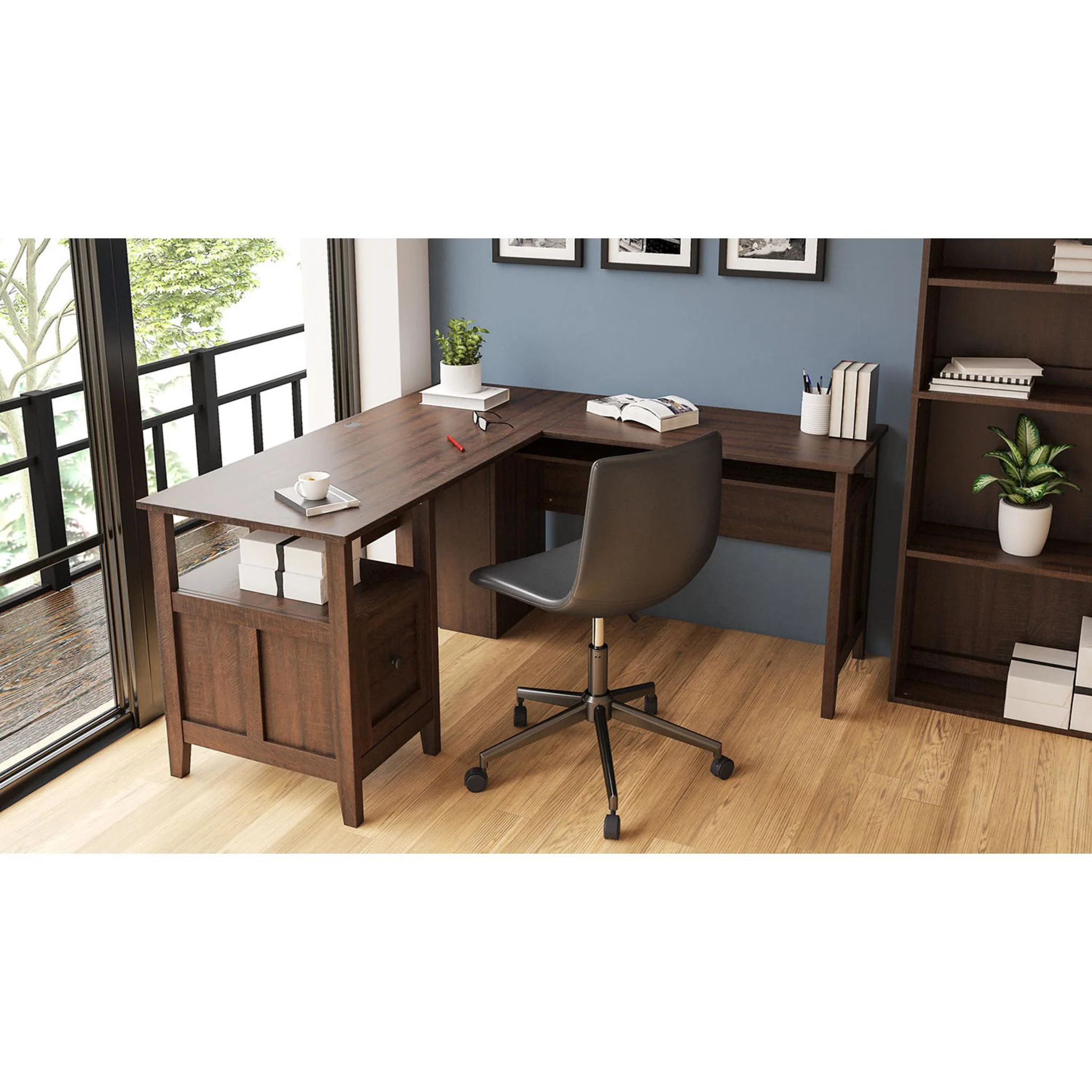 Camiburg L-Desk - Warm Brown - Image 17