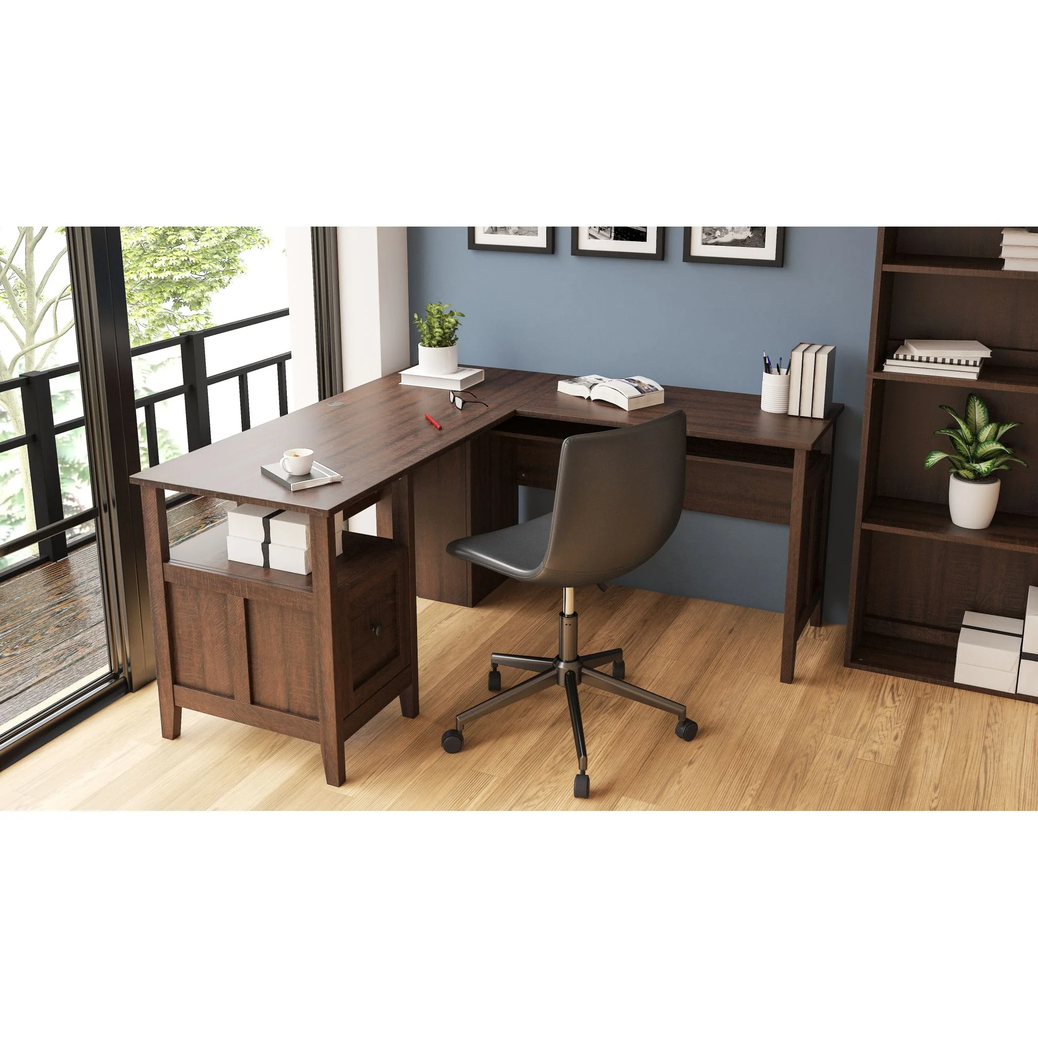 Camiburg L-Desk - Warm Brown - Image 4