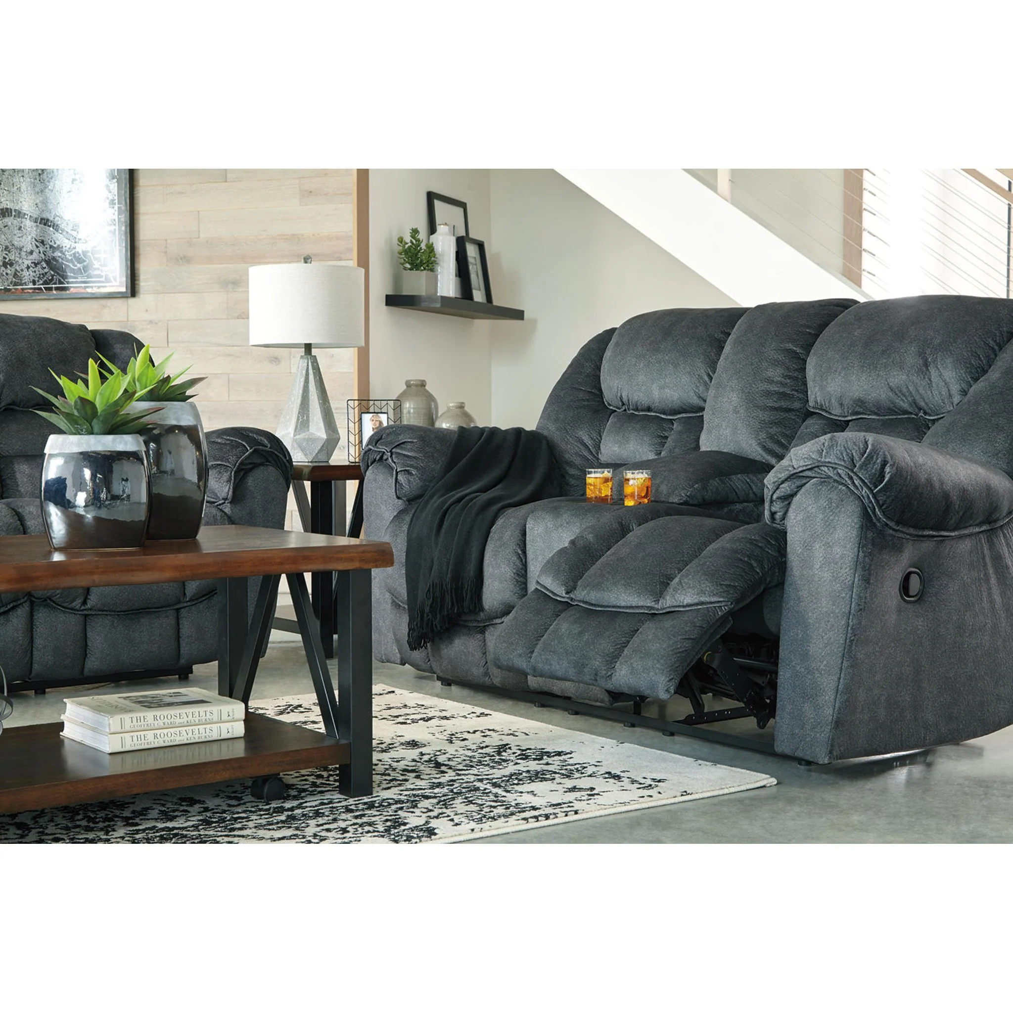 Capehorn Reclining Loveseat with Console - Granite - Image 11