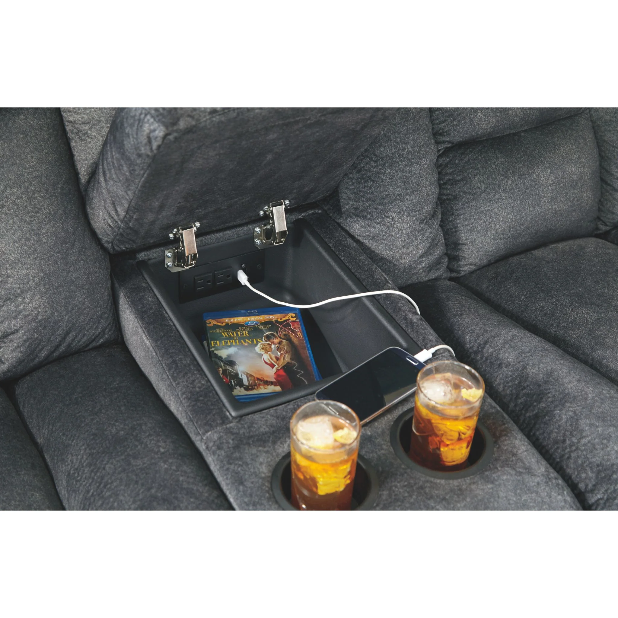 Capehorn Reclining Loveseat with Console - Granite - Image 3