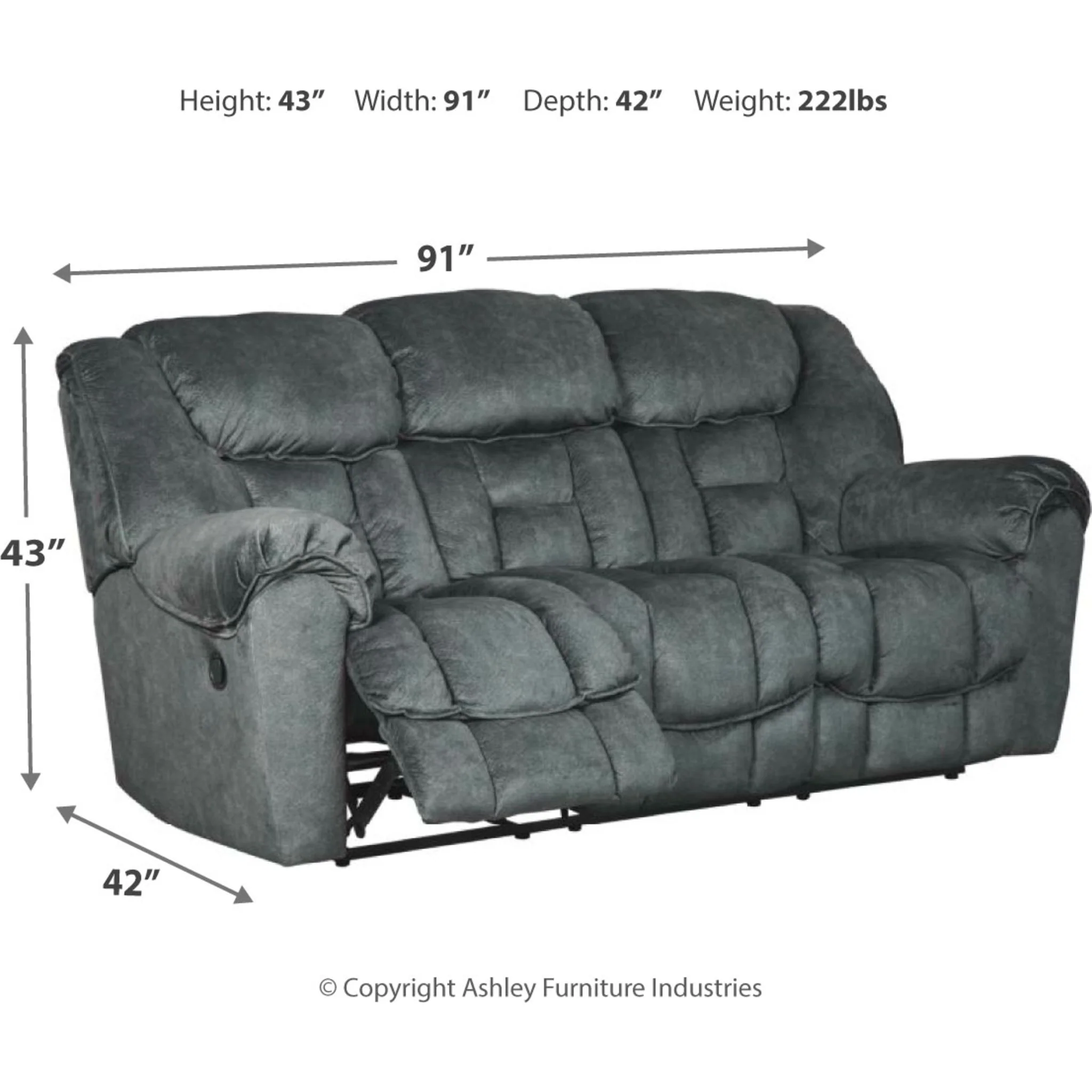Capehorn Reclining Sofa - Granite - Image 4
