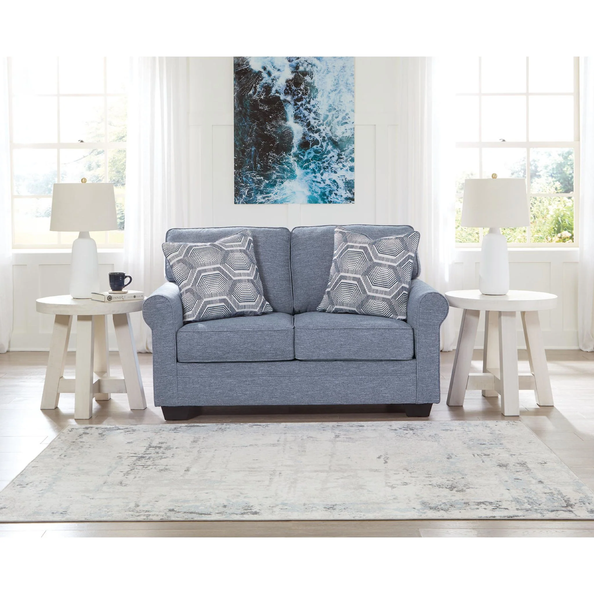 Carissa Manor Loveseat - Denim - Image 2