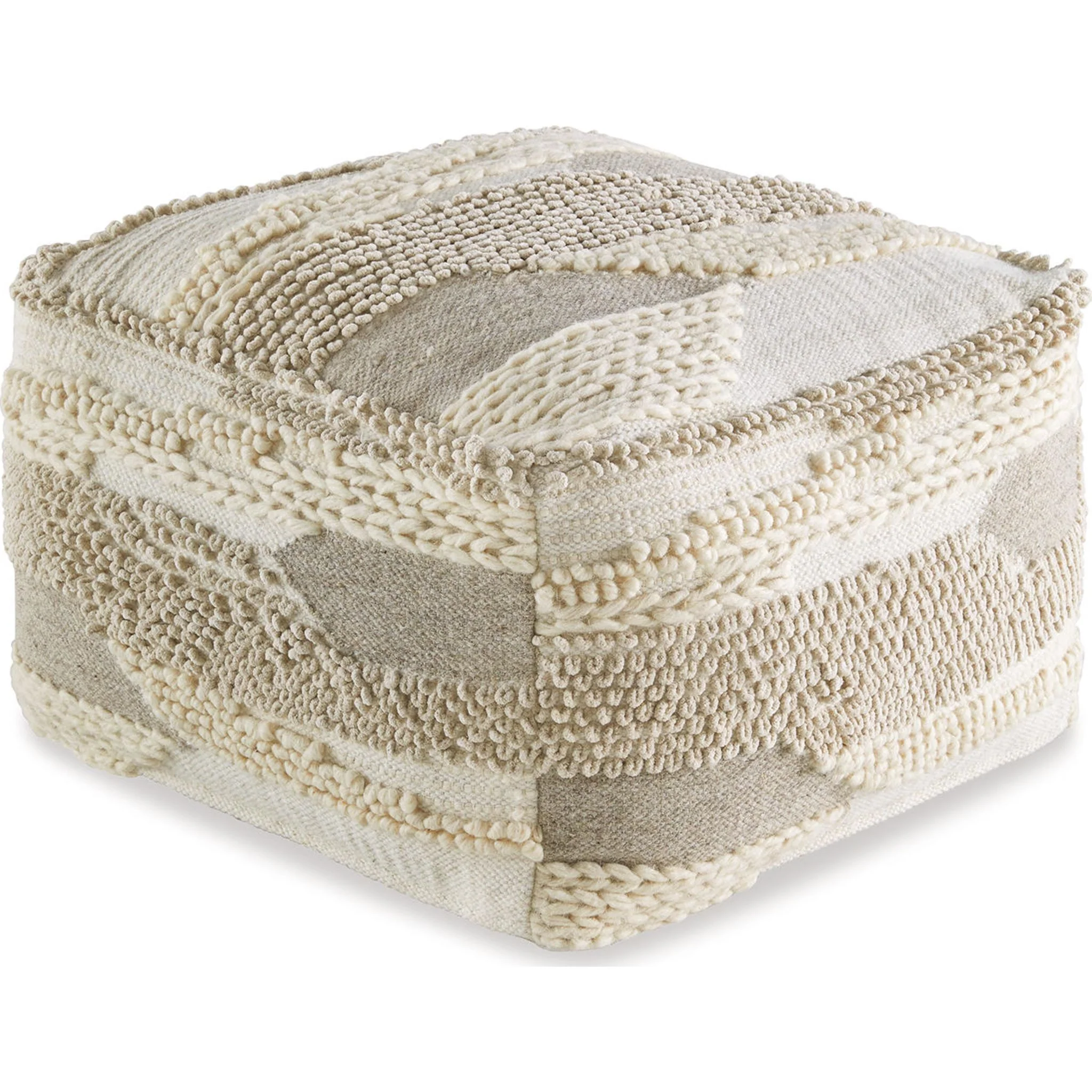 Cartlow Pouf - Cream/Beige/Gray