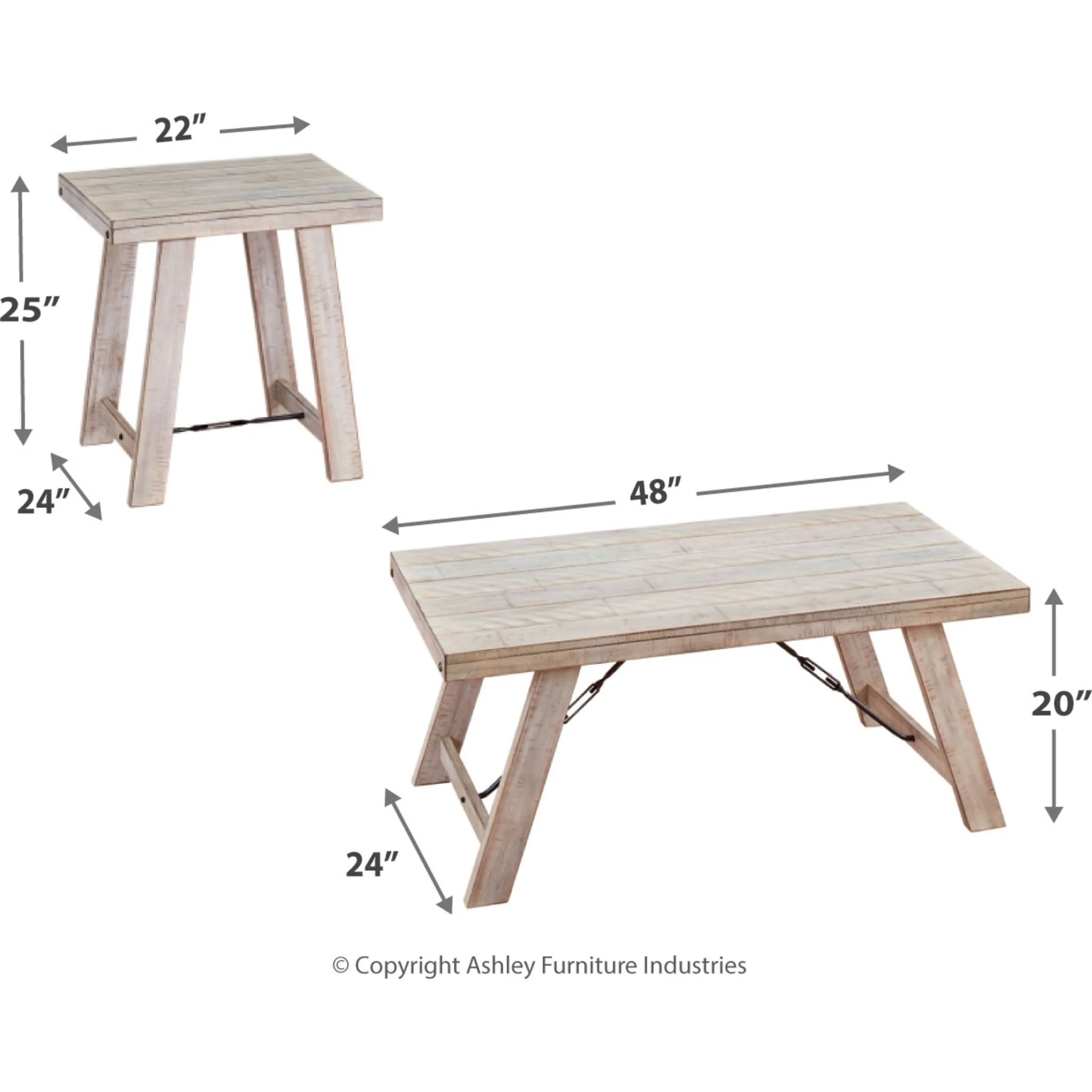 Carynhurst 3 Pack Tables - Whitewash - Image 4
