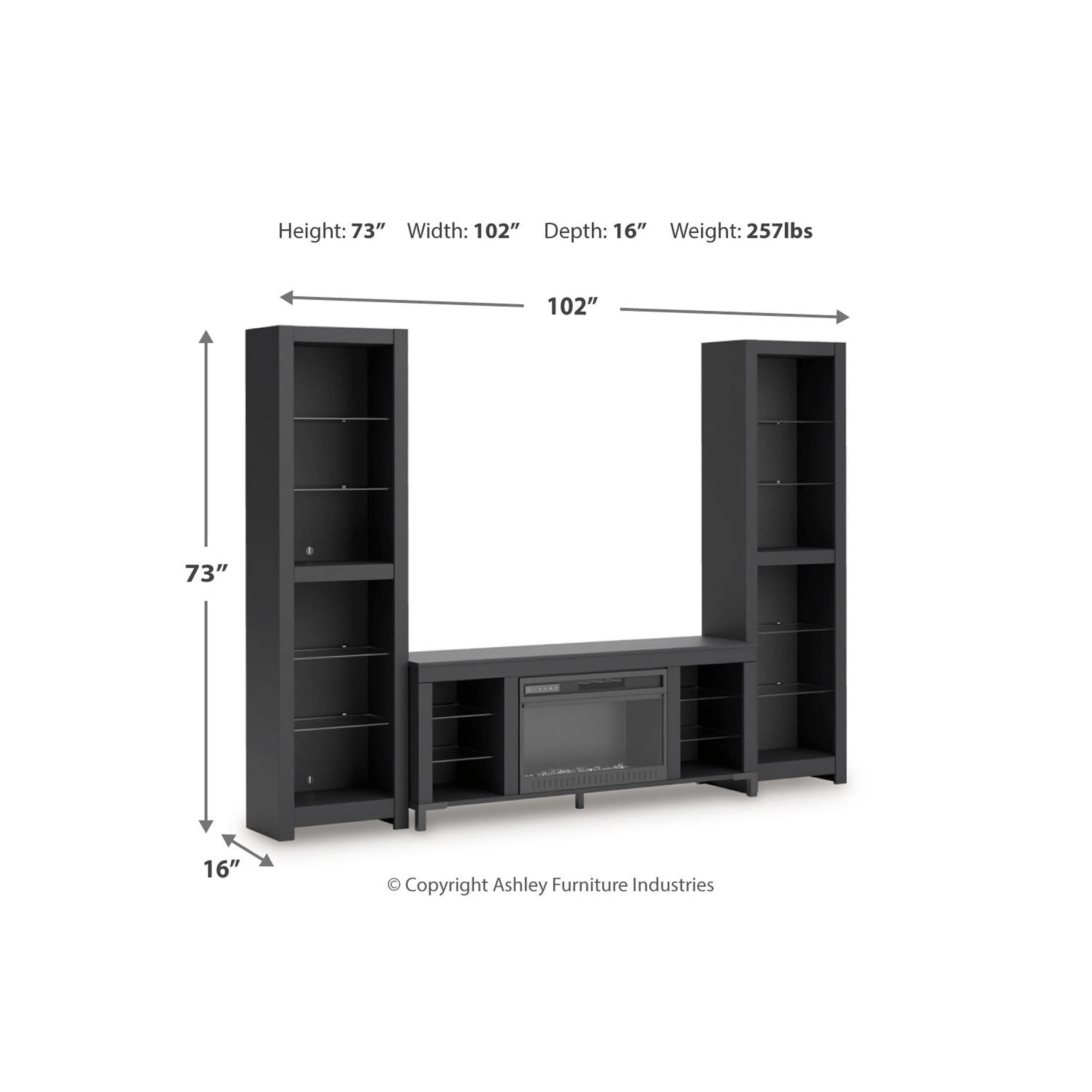Cayberry Entertainment Unit with Fireplace - Black - Image 3