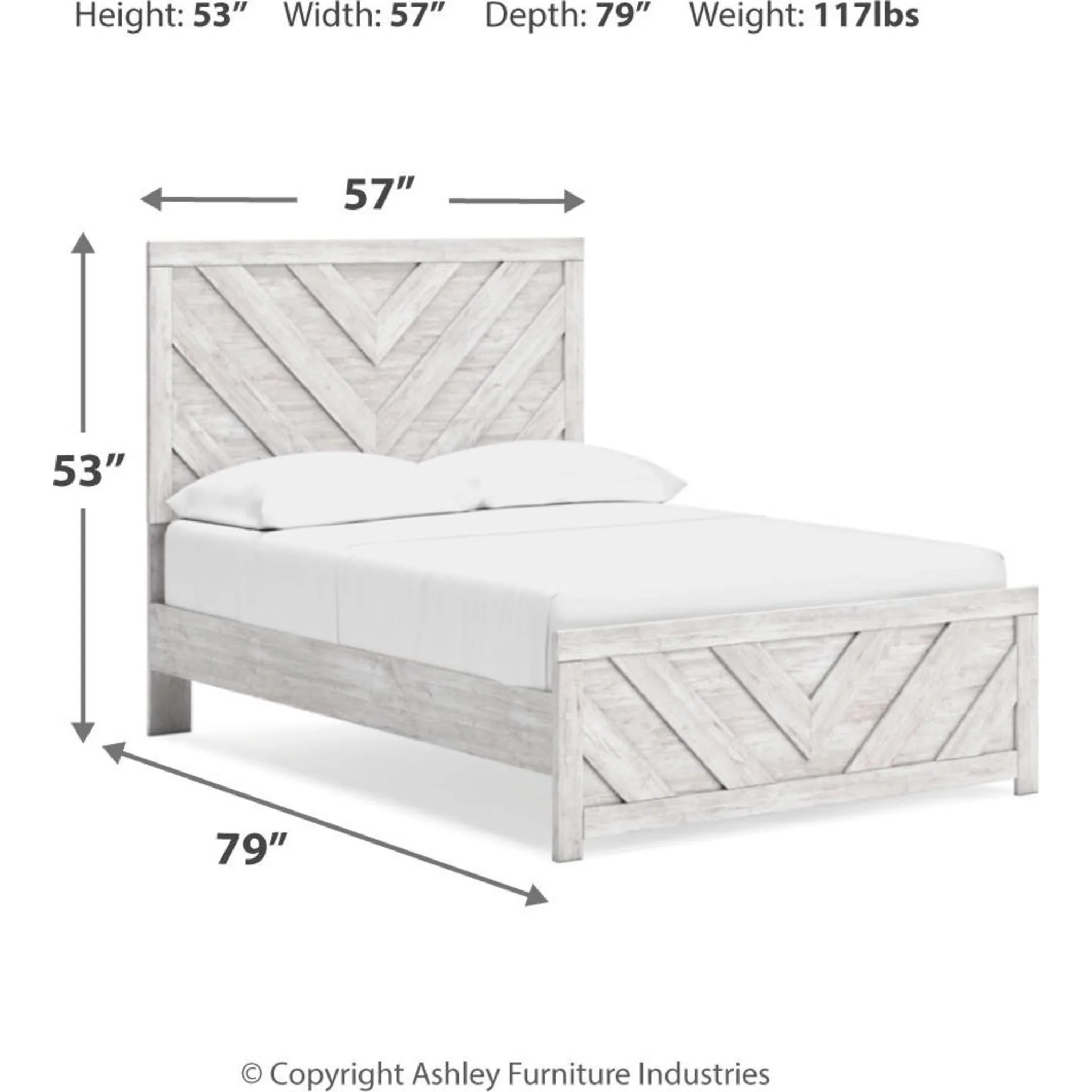 Cayboni 6 Piece Full Panel Bedroom - Whitewash - Image 17
