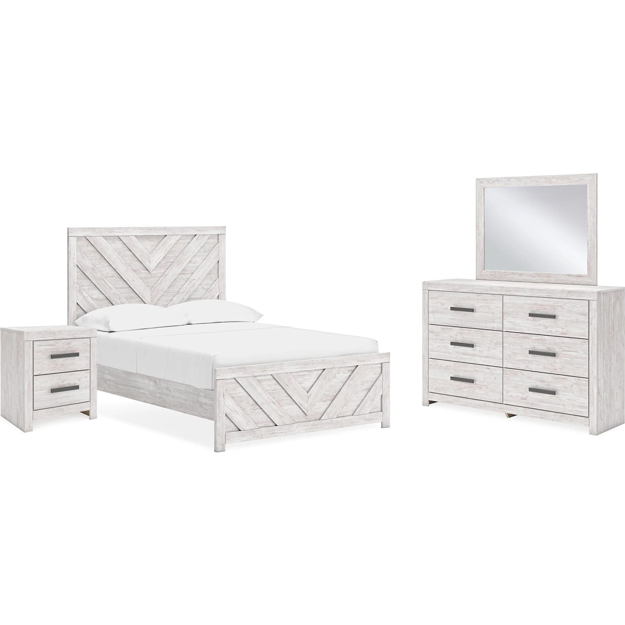 Cayboni 6 Piece Full Panel Bedroom - Whitewash - Image 2