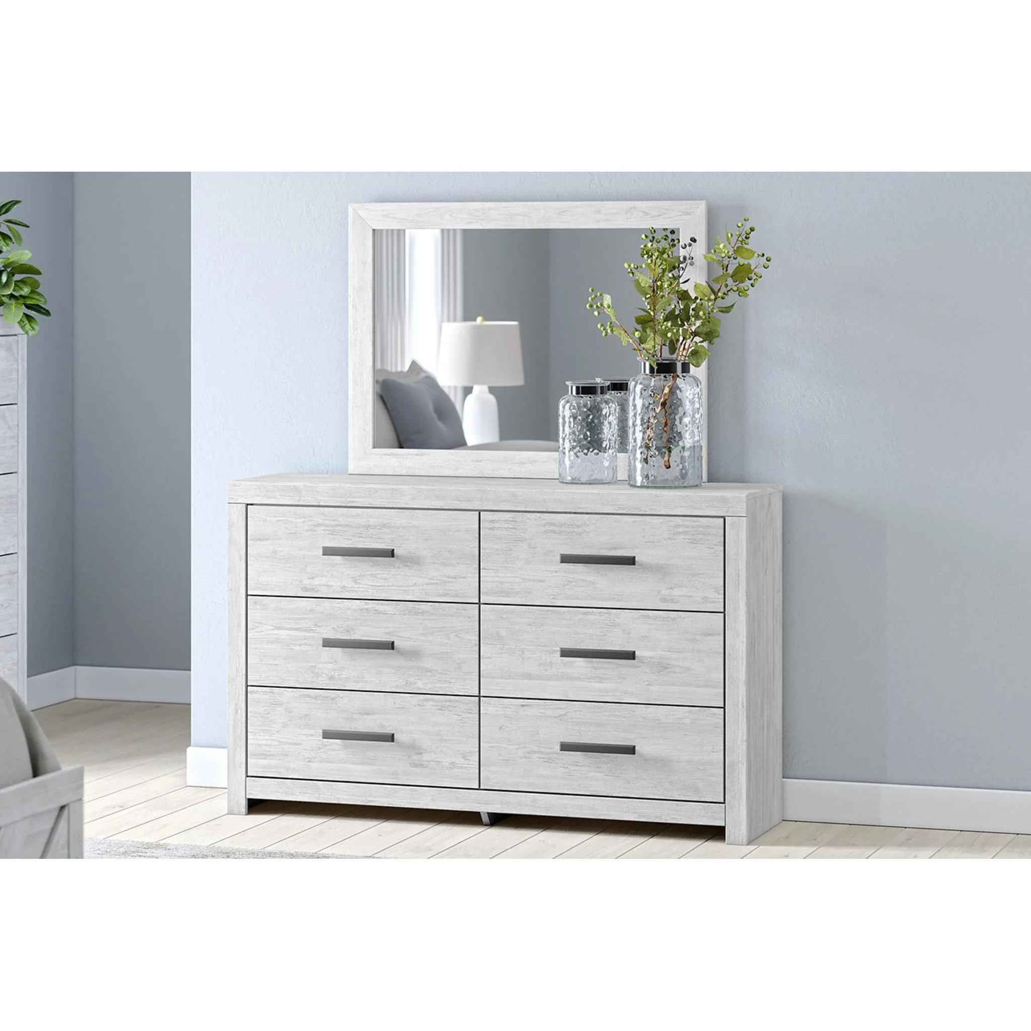 Cayboni Dresser and Mirror - Whitewash - Image 11