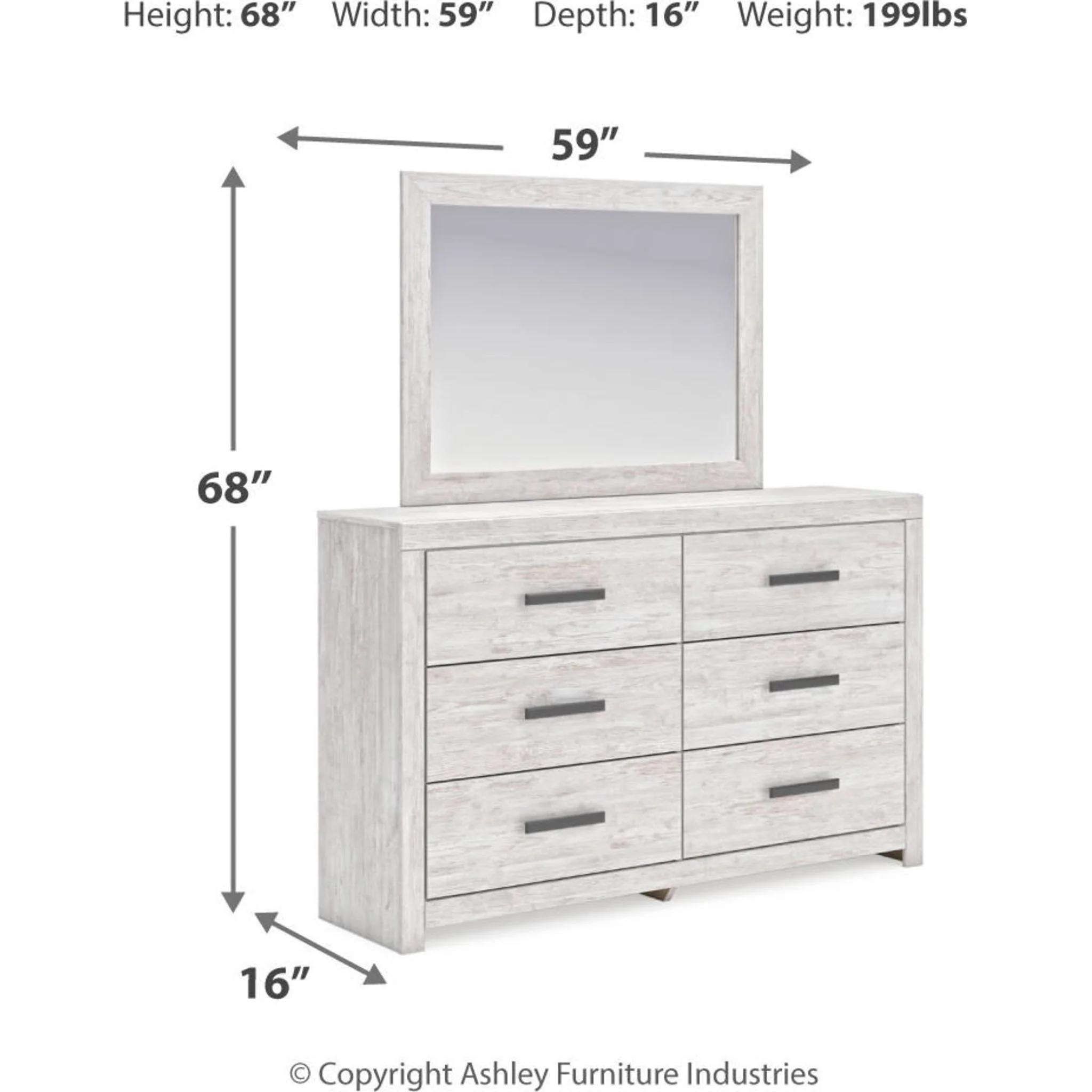 Cayboni Dresser and Mirror - Whitewash - Image 9
