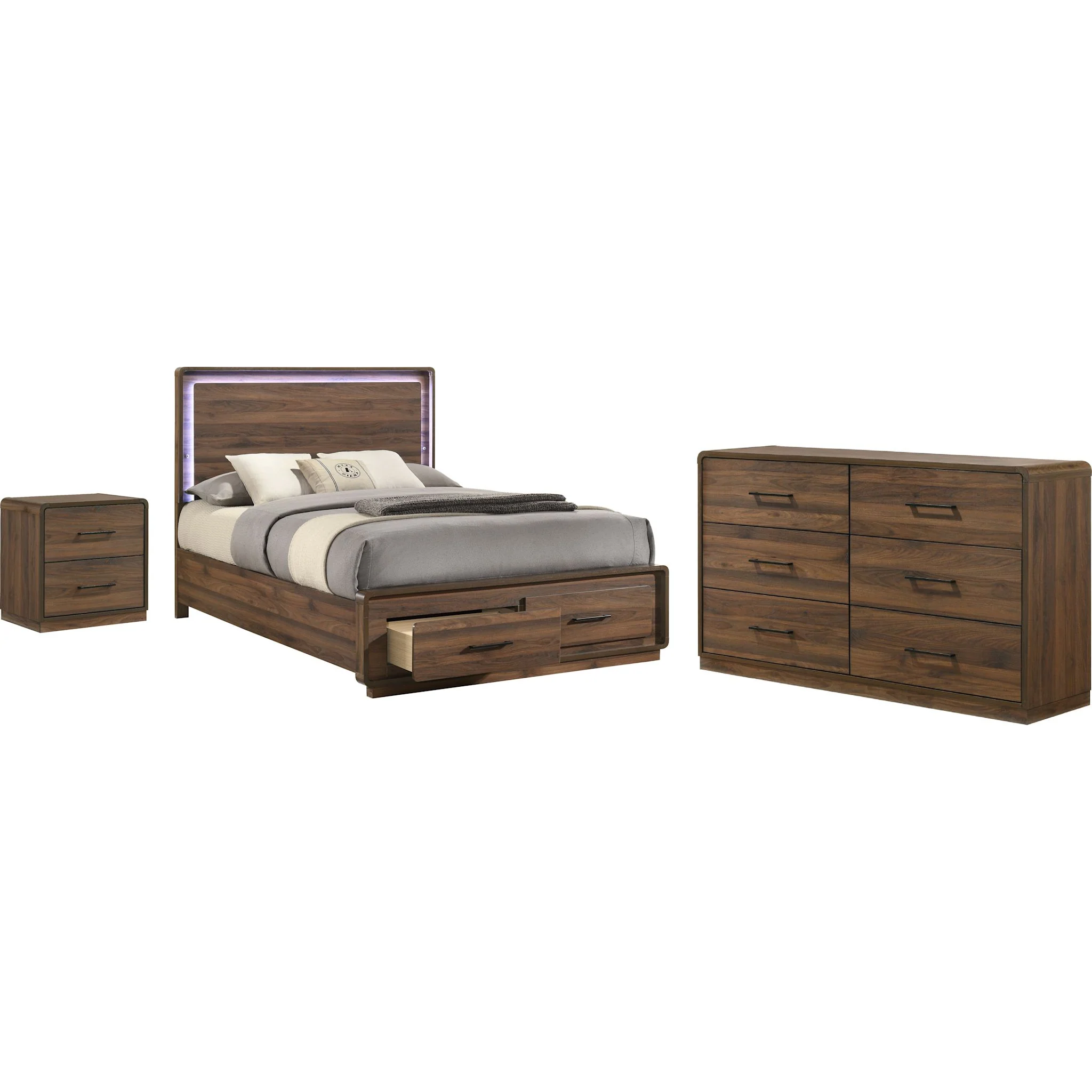 Chester 5 Piece Storage Bedroom - Walnut